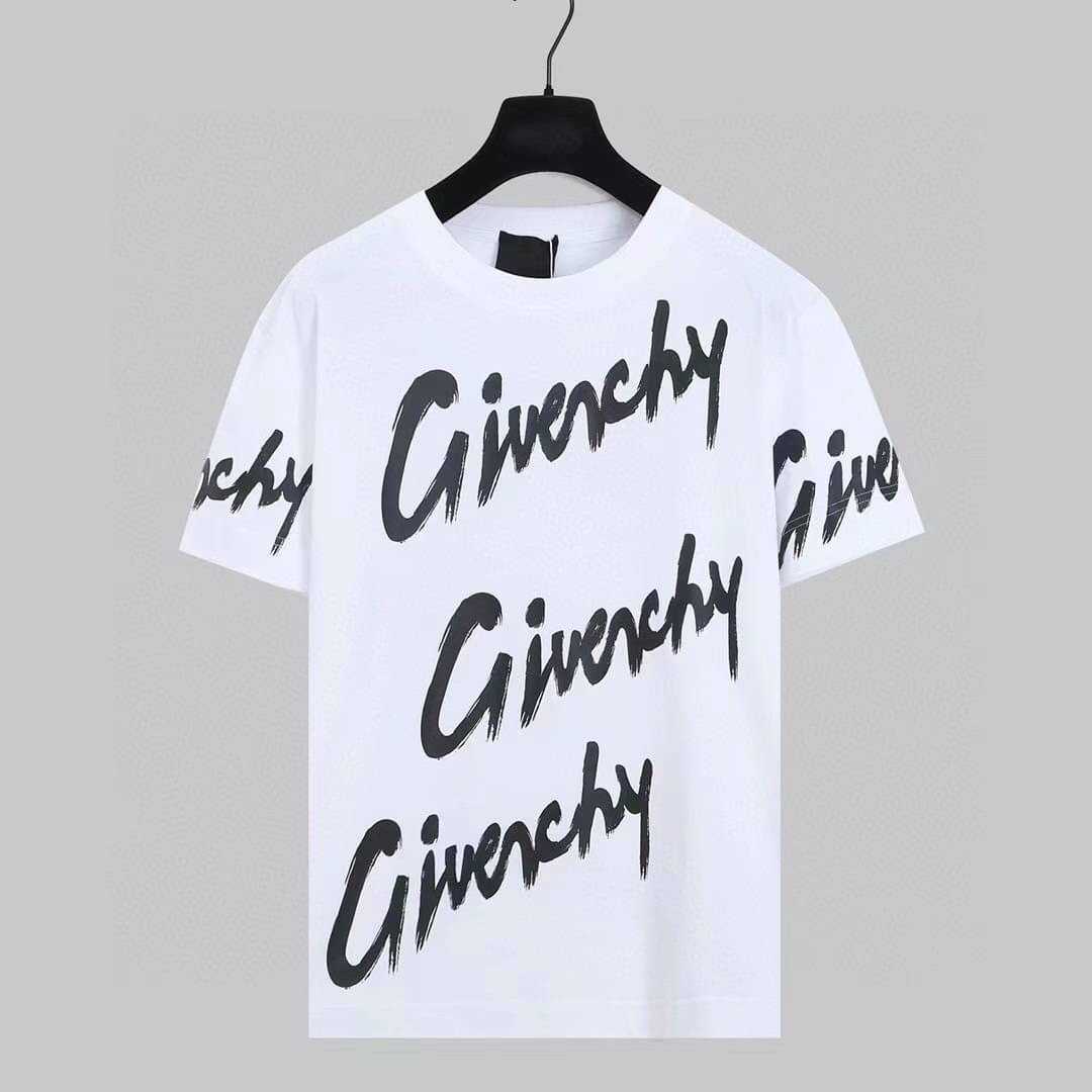 GIVENCHY ALL OVER LOGO PRINT COTTON T-SHIRT IN WHITE เสื้อยืดคอกลมแขนสั้น แบรนด์จิวองชี่