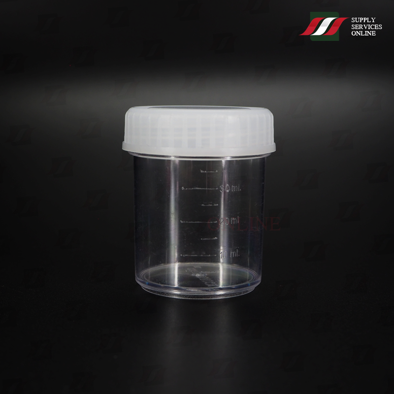 ✅ 45mL ฝาขาว / กระปุกเก็บปัสสาวะ สิ่งส่งตรวจ ฝาขาว Urine Container PS /100 ใบ