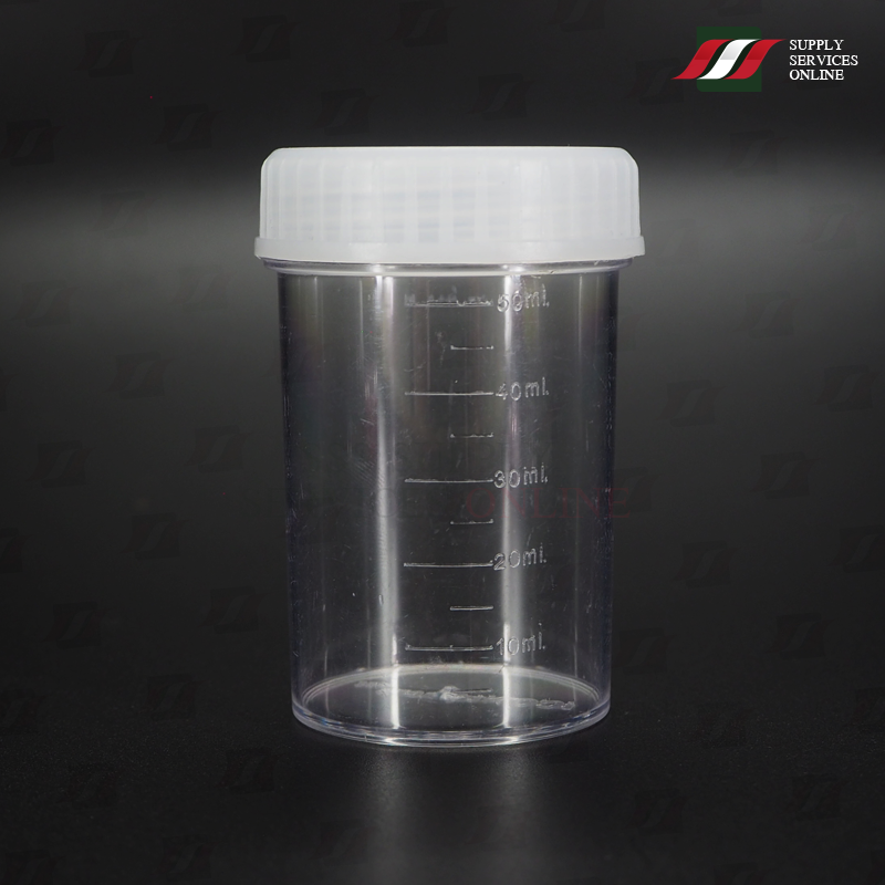 ✅ 60mL ฝาขาว / กระปุกเก็บปัสสาวะ สิ่งส่งตรวจ ฝาขาว Urine Container PS /100 ใบ