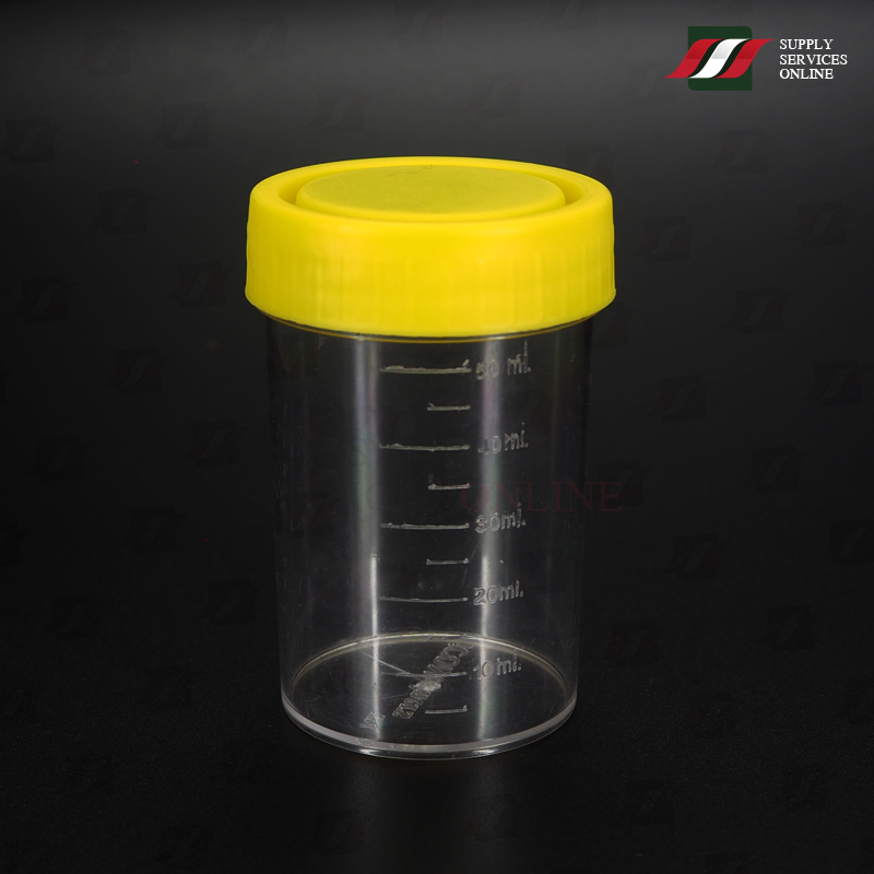 ✅ 60mL ฝาเหลือง / กระปุกเก็บปัสสาวะ สิ่งส่งตรวจ Urine Container PS / 500 ใบ