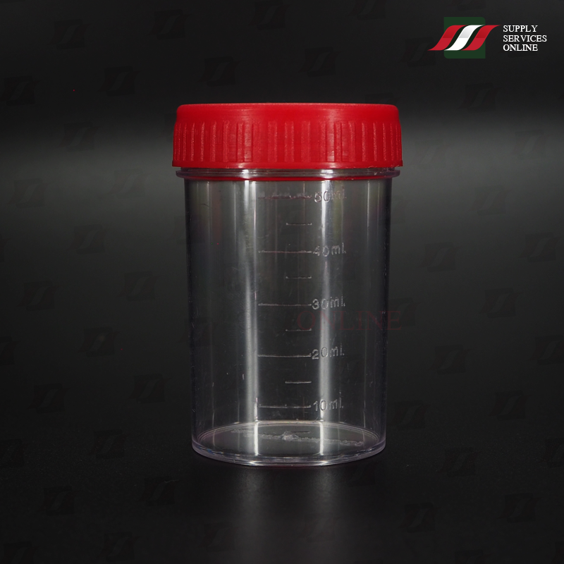 ✅ 60mL ฝาแดง / กระปุกเก็บปัสสาวะ สิ่งส่งตรวจ Urine Container PS / 500 ใบ