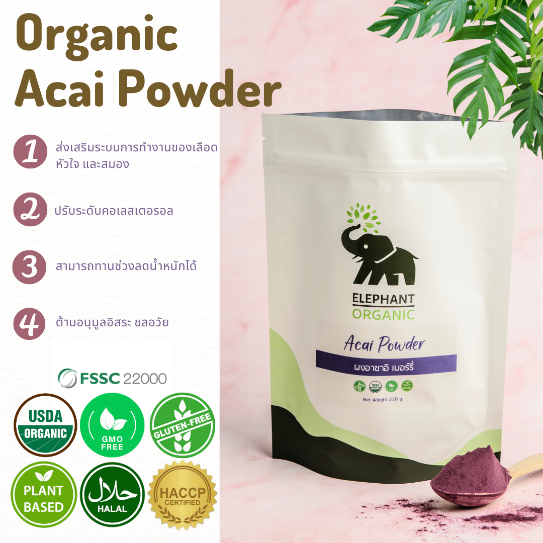 ผงอาซาอิ เบอร์รี่ ออร์แกนิค Acai Berry Powder Organic 250g