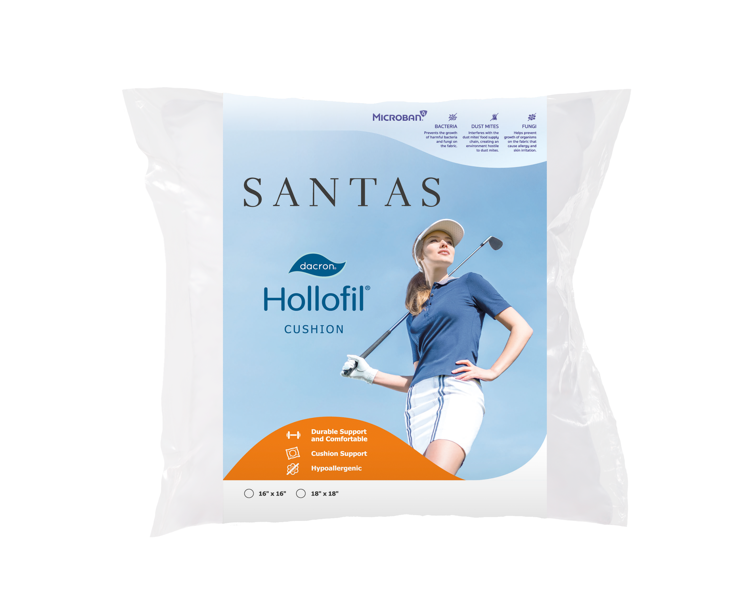 SANTAS หมอนอิง รุ่น DACRON® HOLLOFIL ขนาด 16x16 นิ้ว แถมฟรีปลอกหมอนคละสีคละลาย