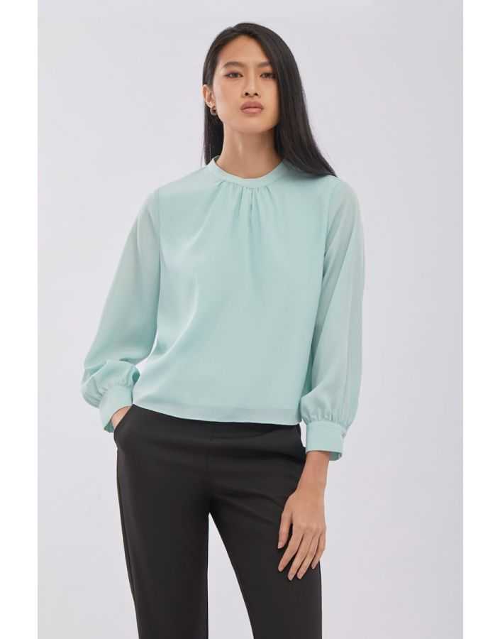 เสื้อเบลาส์แขนยาวคอจีน | Stand Collar Blouse | 01006