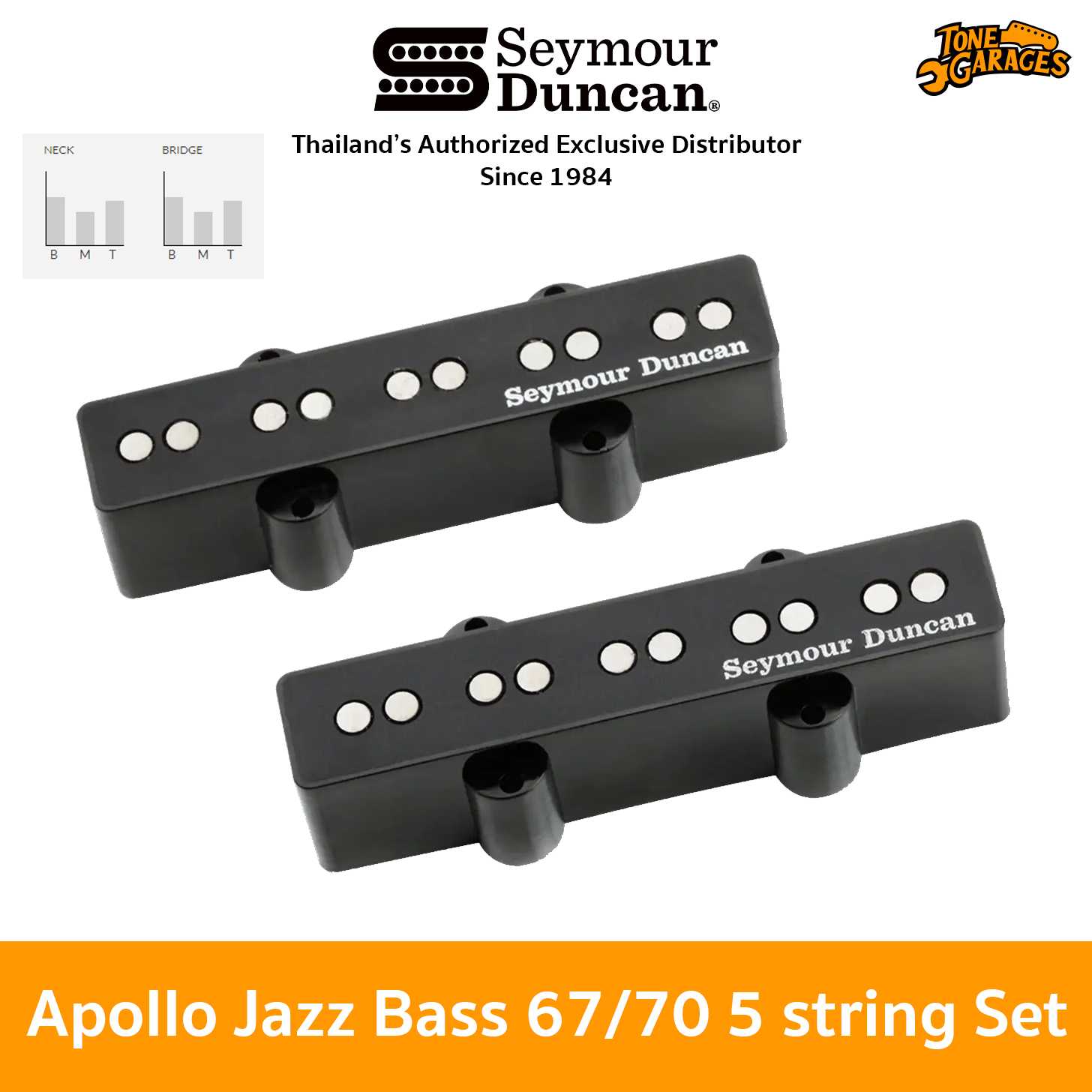 Seymour Duncan Apollo Jazz Bass 67/70 5 string Set ปิ๊กอัพเบส 5 สาย Made in USA