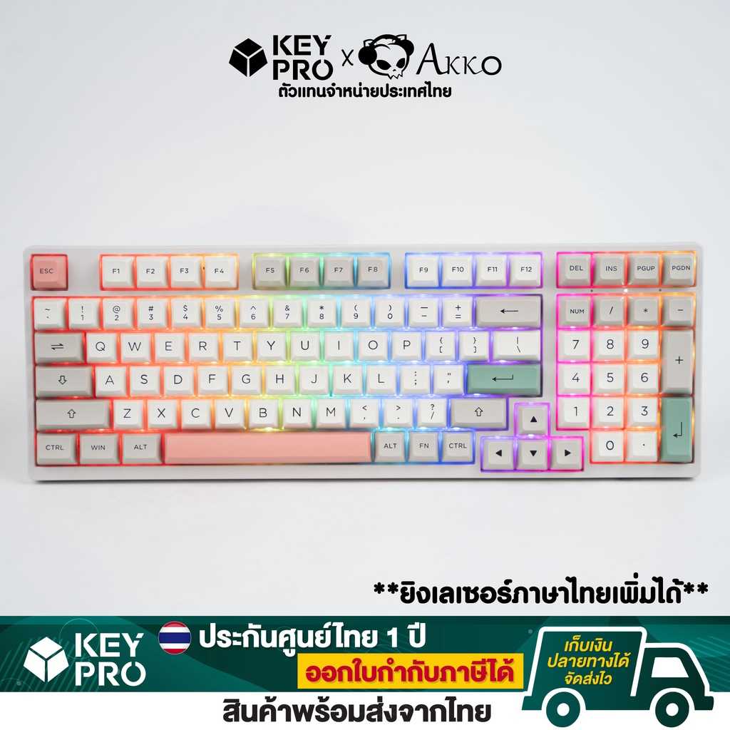 คีย์บอร์ดAkko 3098B 9009 RGB Hotswap Wireless 2.4GBluetoothรองรับMac Mechanical Keyboardไร้สาย
