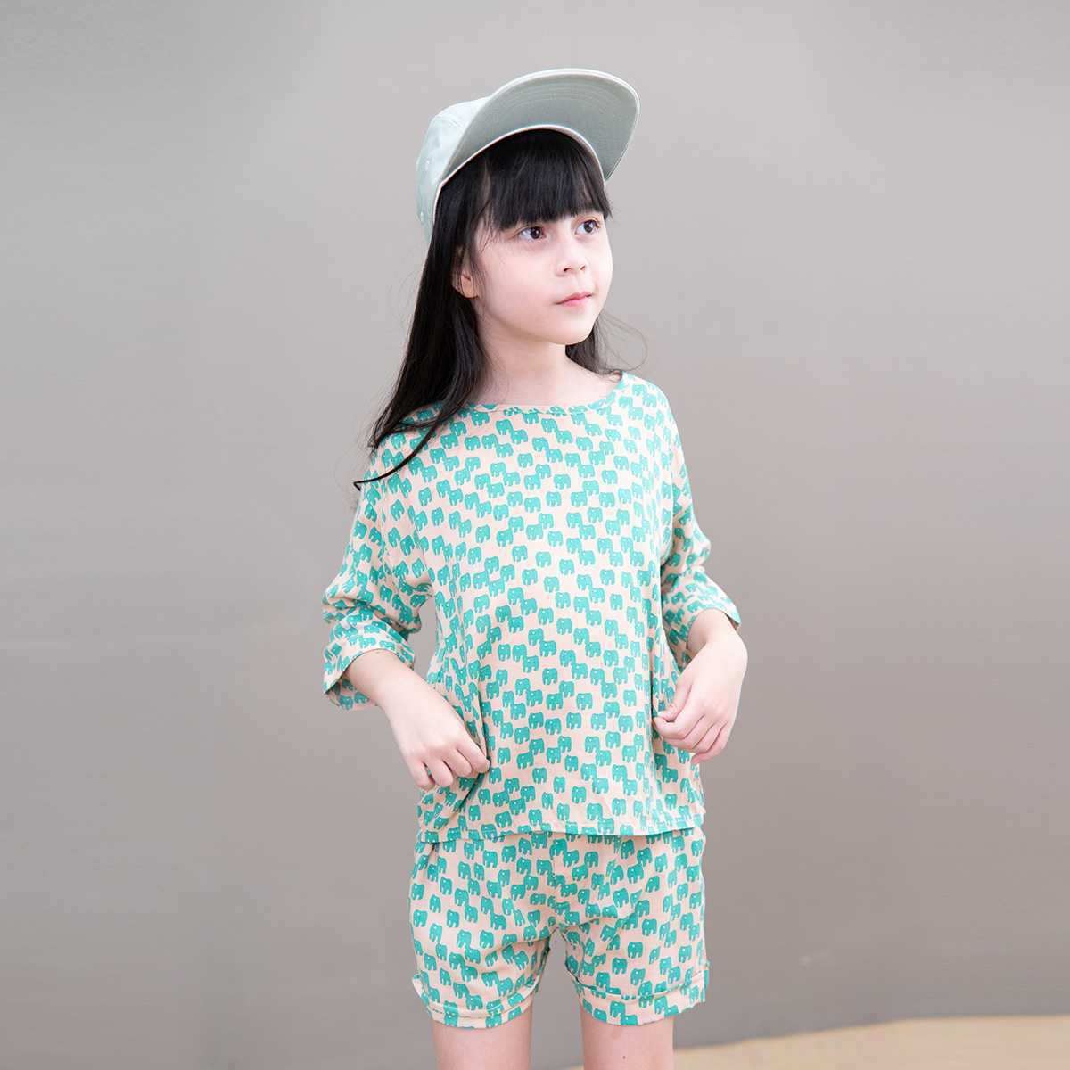 QueenCows Kids ชุดเซ็ต Menthe Print Shirt (Green)
