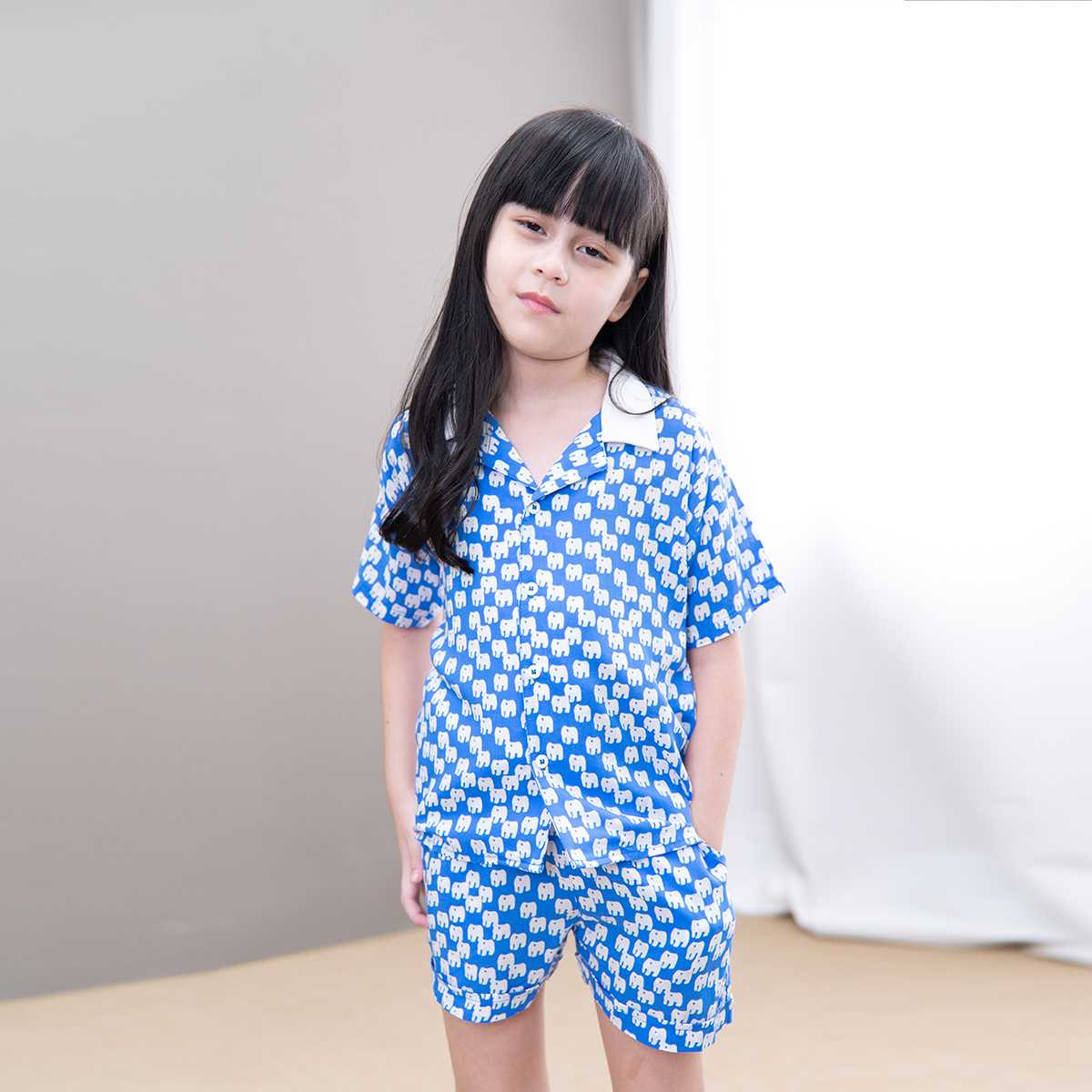 QueenCows Kids ชุดเซ็ต Bleu Print Shirt (Blue)