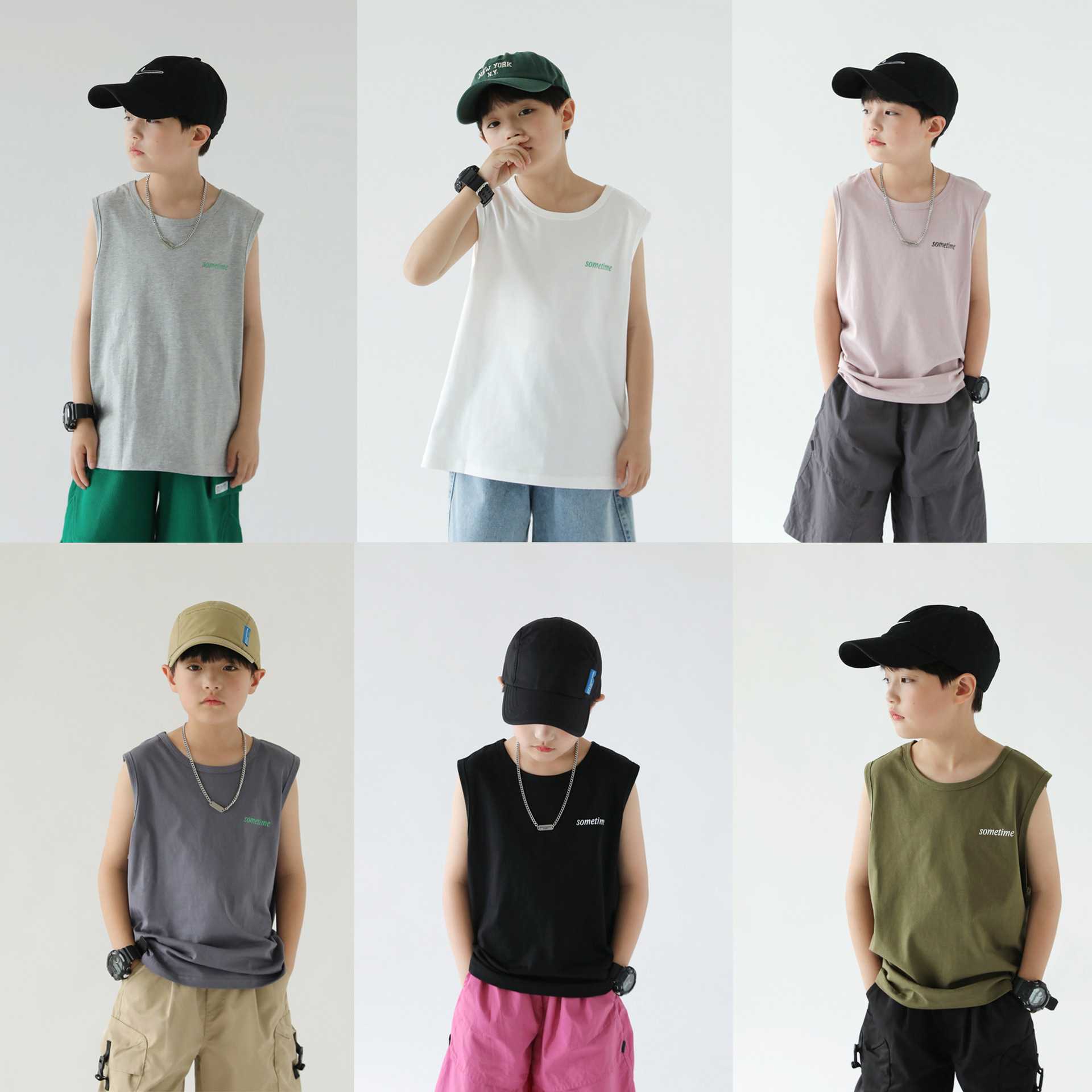 พร้อมส่ง!! เสื้อกล้ามเด็กสีพื้น เสื้อแขนกุด ผ้าคอตตอน size 90-150