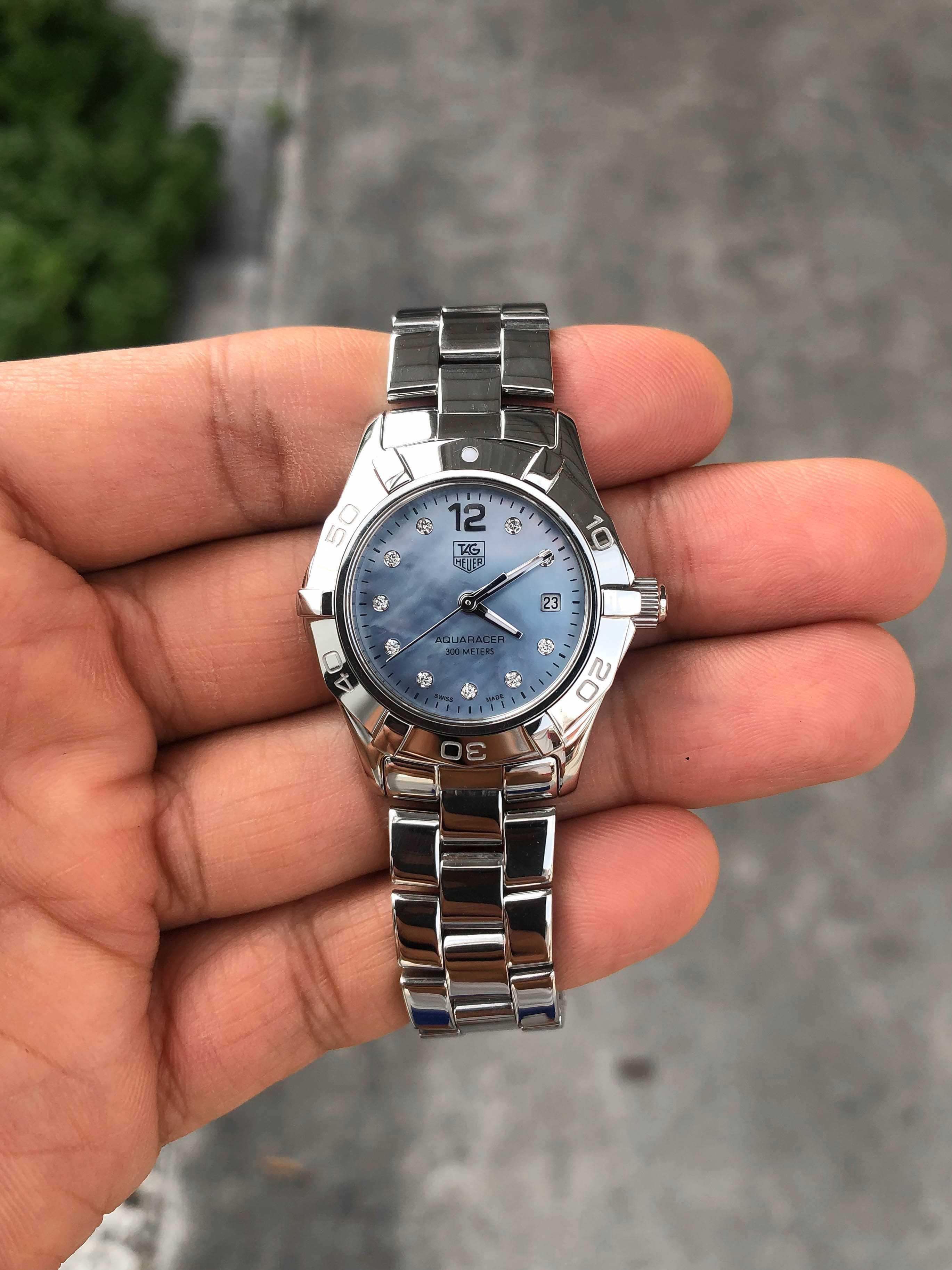 Tag Heuer Aquaracer Diamond Lady Size Quartz หน้ามุกฟ้า หลักเพชร