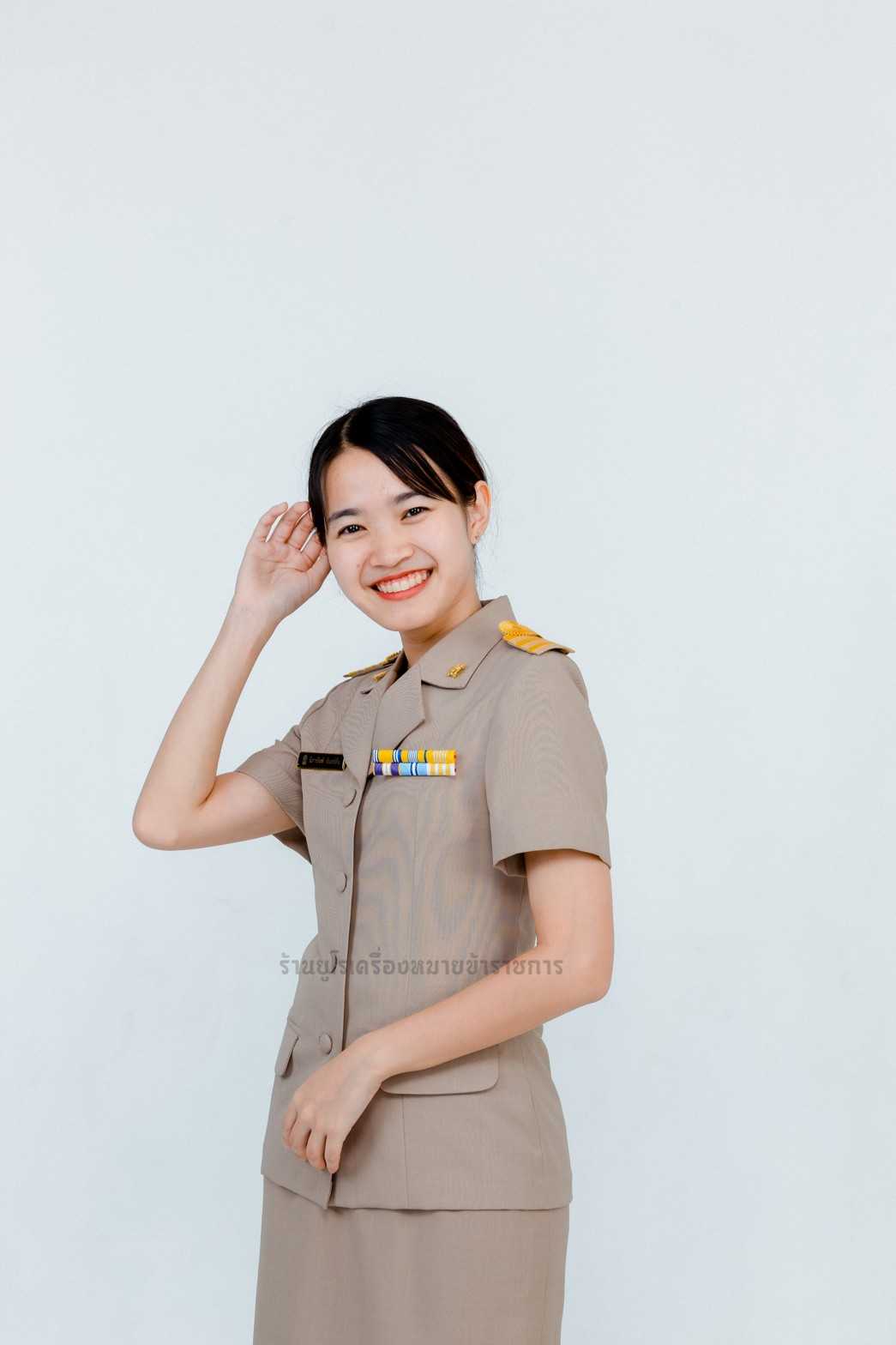 ชุดข้าราชการ ชุดกากี (มีไซส์พิเศษ3XL - 5XL) เสื้อซาฟารีผ้า Hisofy