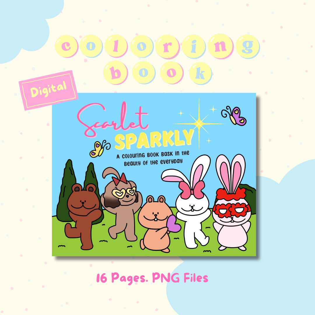 Digital Scarlet Sparkly Coloring Book