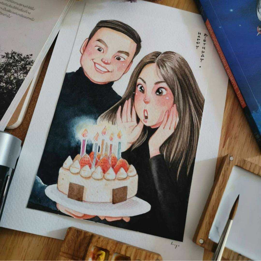 รับวาดรูป/ รูปสีน้ำ/ ของขวัญวันเกิด / for Birthday Gift