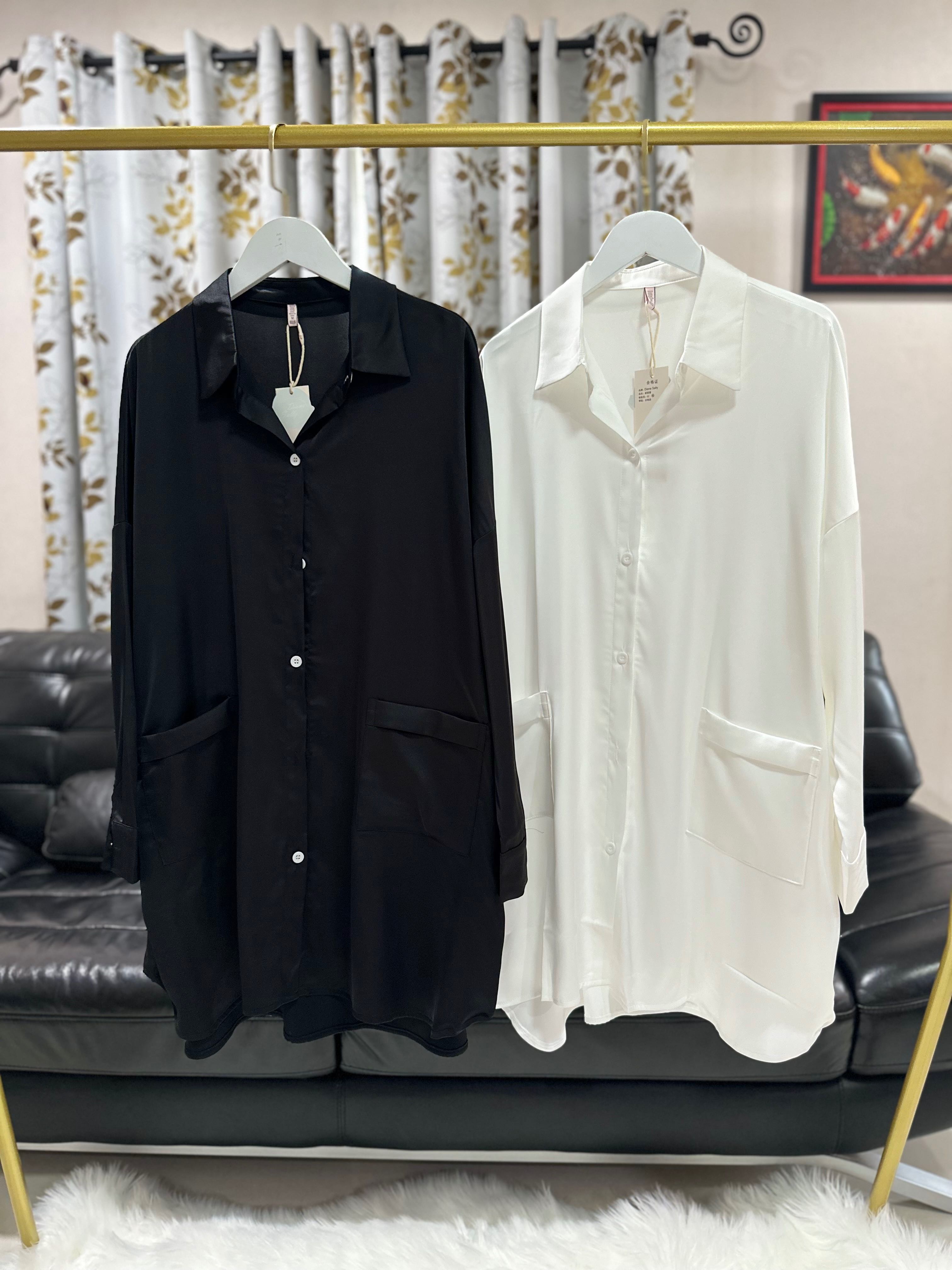 A20 ชุดนอนผ้าไหมซาตินพรีเมียม เดรสโอเวอร์ไซส์ สีพื้น เรียบๆ แต่เก๋มาก