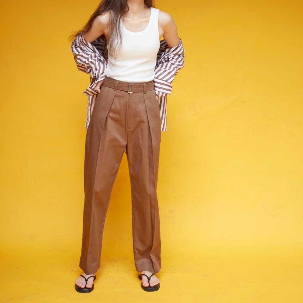 Backyard Belt Pants (ขนาดปกติมีสินค้าพร้อมส่ง หากของหมด / ตัดตามขนาดรอตัดประมาณ 7 วัน)