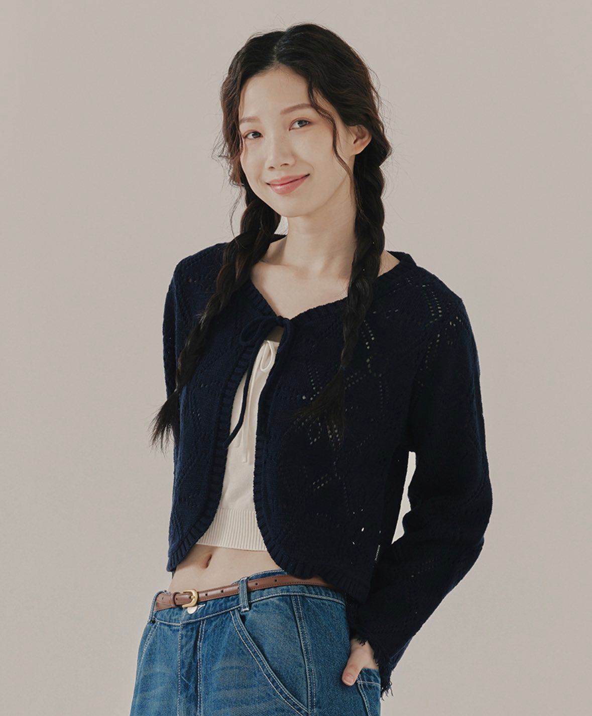 (พร้อมส่ง) Romanticcrown Punching Ribbon Cardigan
