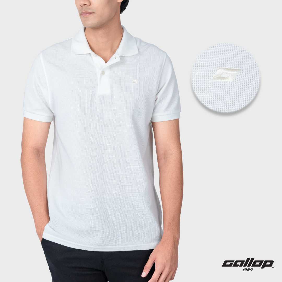 GALLOP : WAFFLE POLO SHIRTS เสื้อโปโลผ้า Waffle รุ่น GP9062 สี Simple White - ขาว