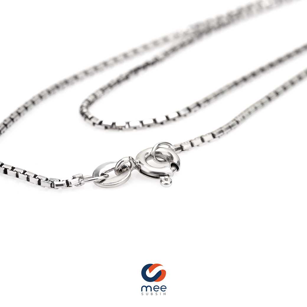 สร้อยคออิตาลี ทองคำขาว 9K (37.5%) ลาย Box chain [NL230012]