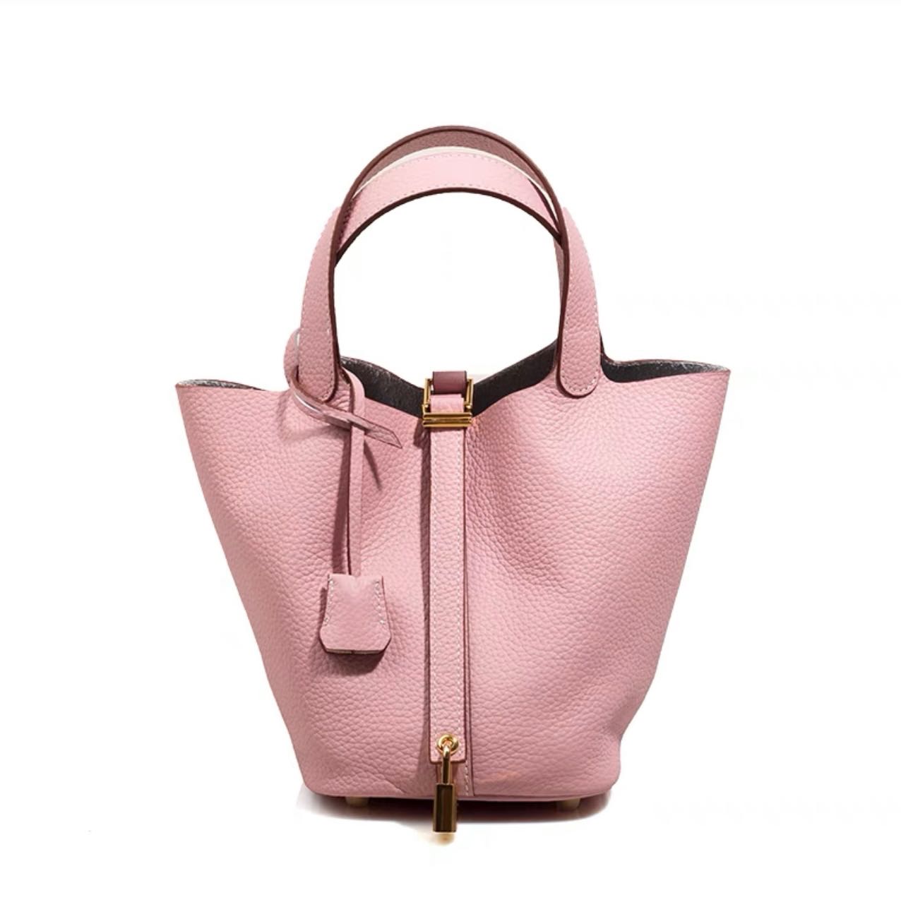 (Pre-order)หนังแท้100% 💼กระเป๋าถือทรงH Picotin สี Rose Sakura อะไหล่ทอง