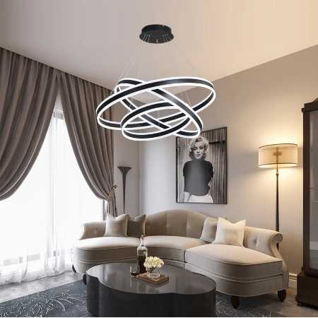 003073 โคมไฟวงแหวน 3 ห่วง สีดำ  PL-A092 40/60/80 WW LED WW POI5