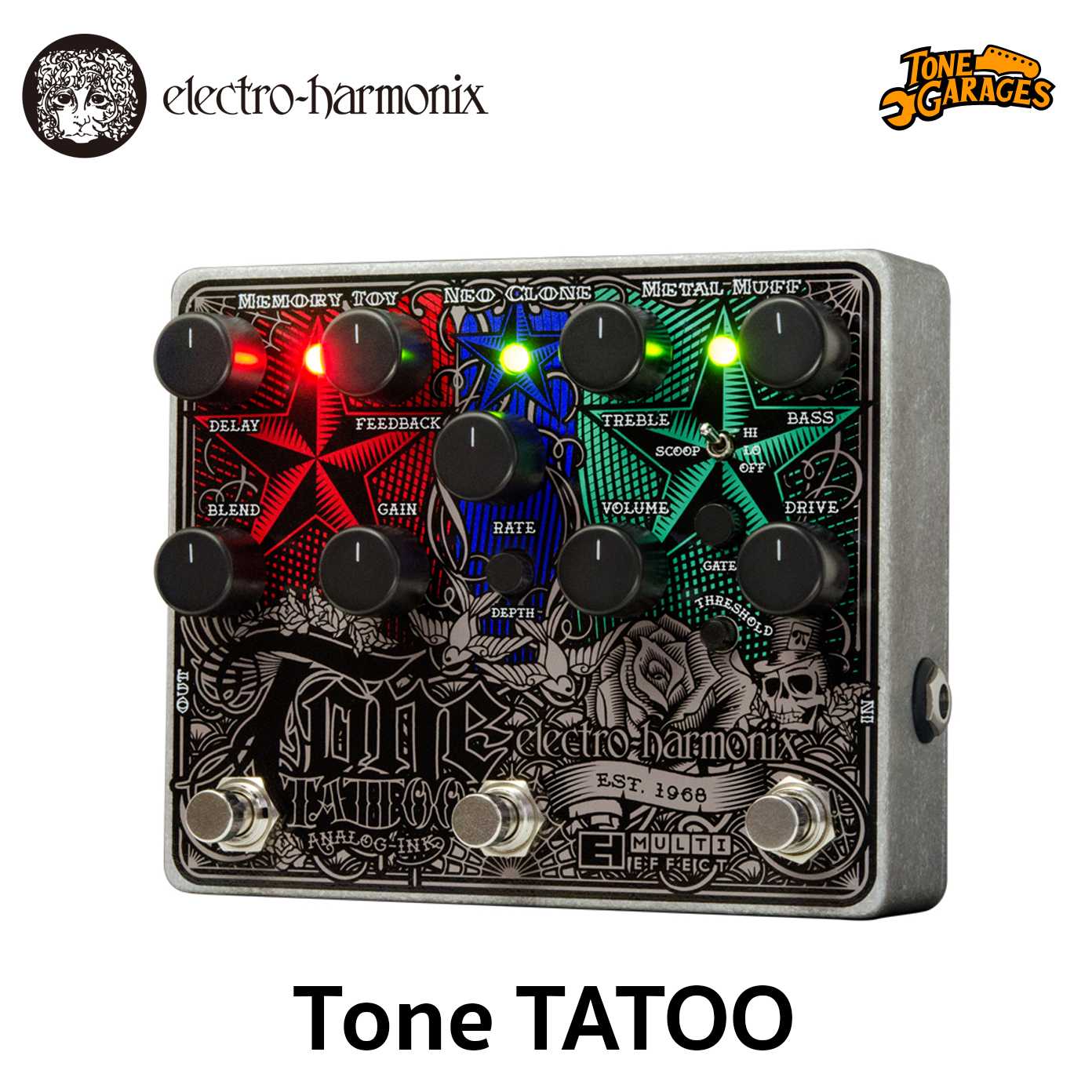 Electro Harmonix Tone Tattoo Analog Delay / Chorus / Distortion Multi-Effect มัลติเอฟเฟค กีต้าร์