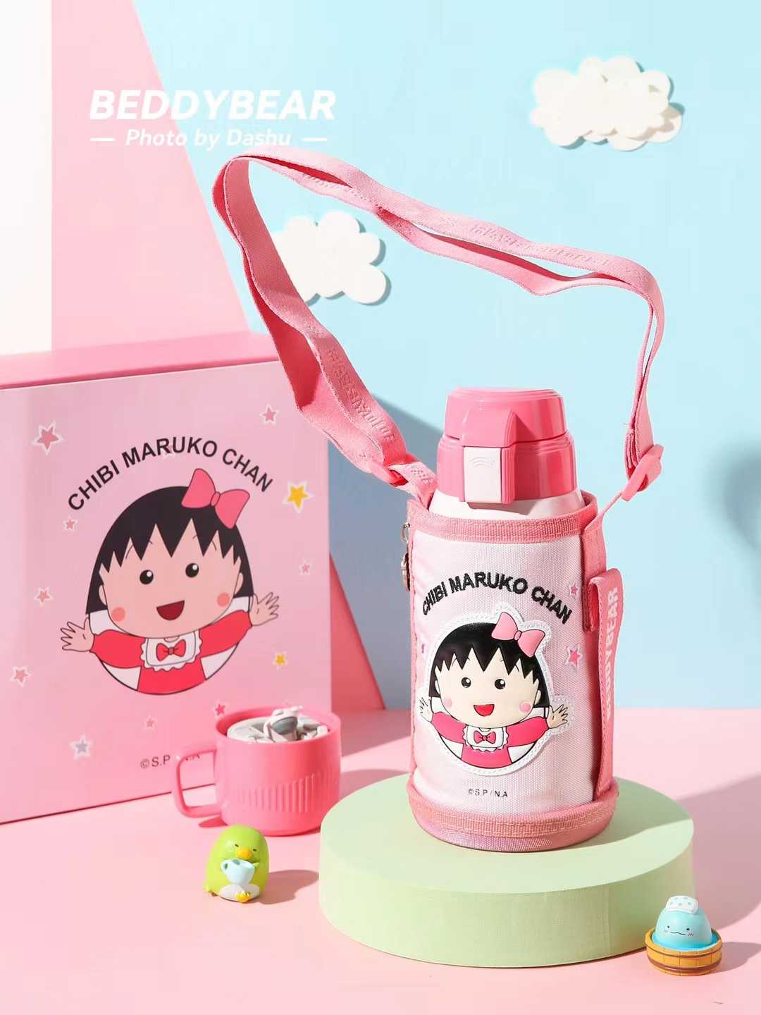 BeddyBearXMaruko กระติกน้ำสูญญากาศสแตนเลส เก็บร้อน/เย็น พร้อมกระเป๋าสะพาย  BB002MRK-002 600 ml.