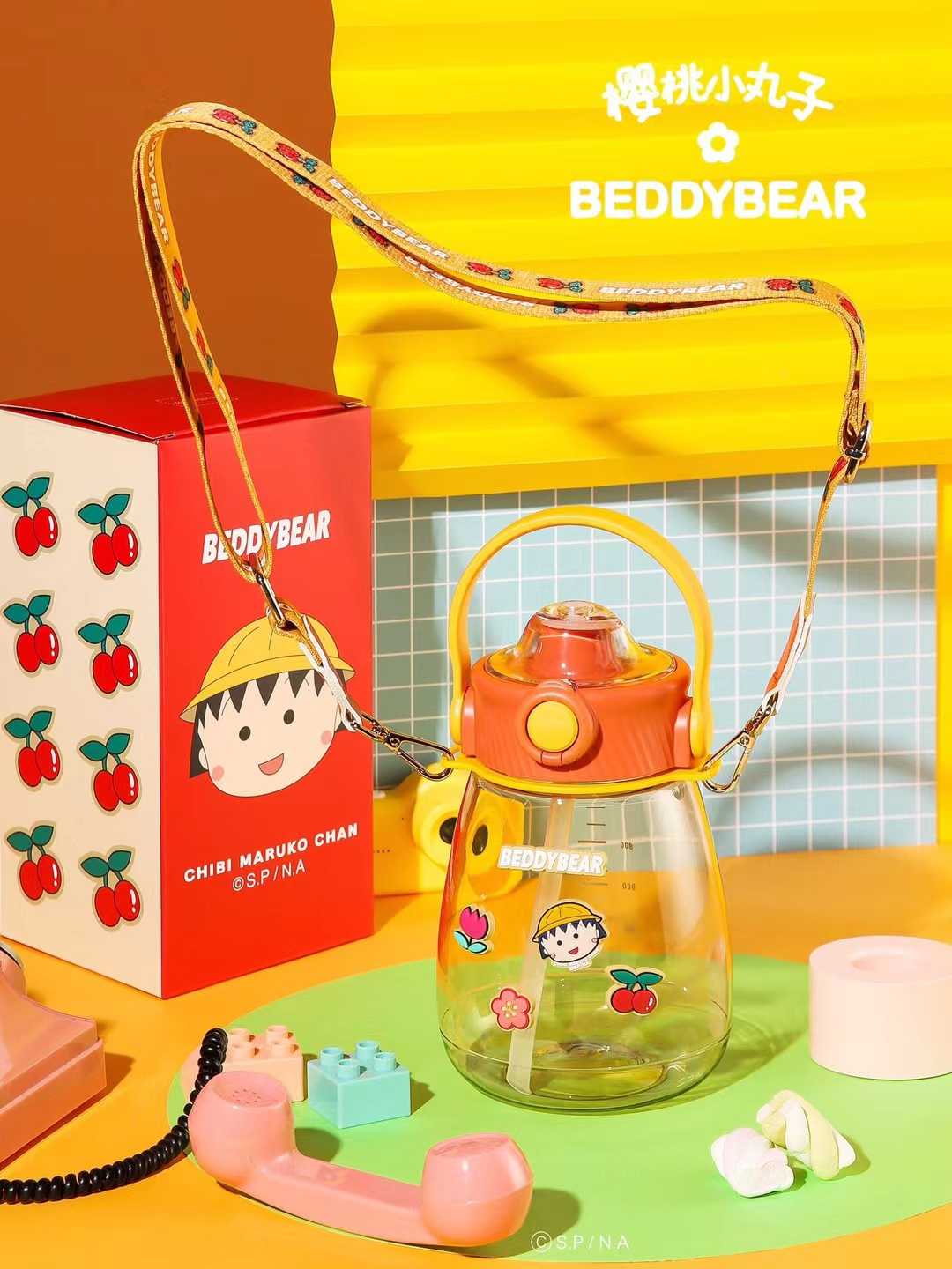 BeddyBearXMaruko กระติกน้ำใสไตรตัน ฝายกดื่ม พร้อมสายสะพาย BB010MRK-001   1 ลิตร 1,000  ml.