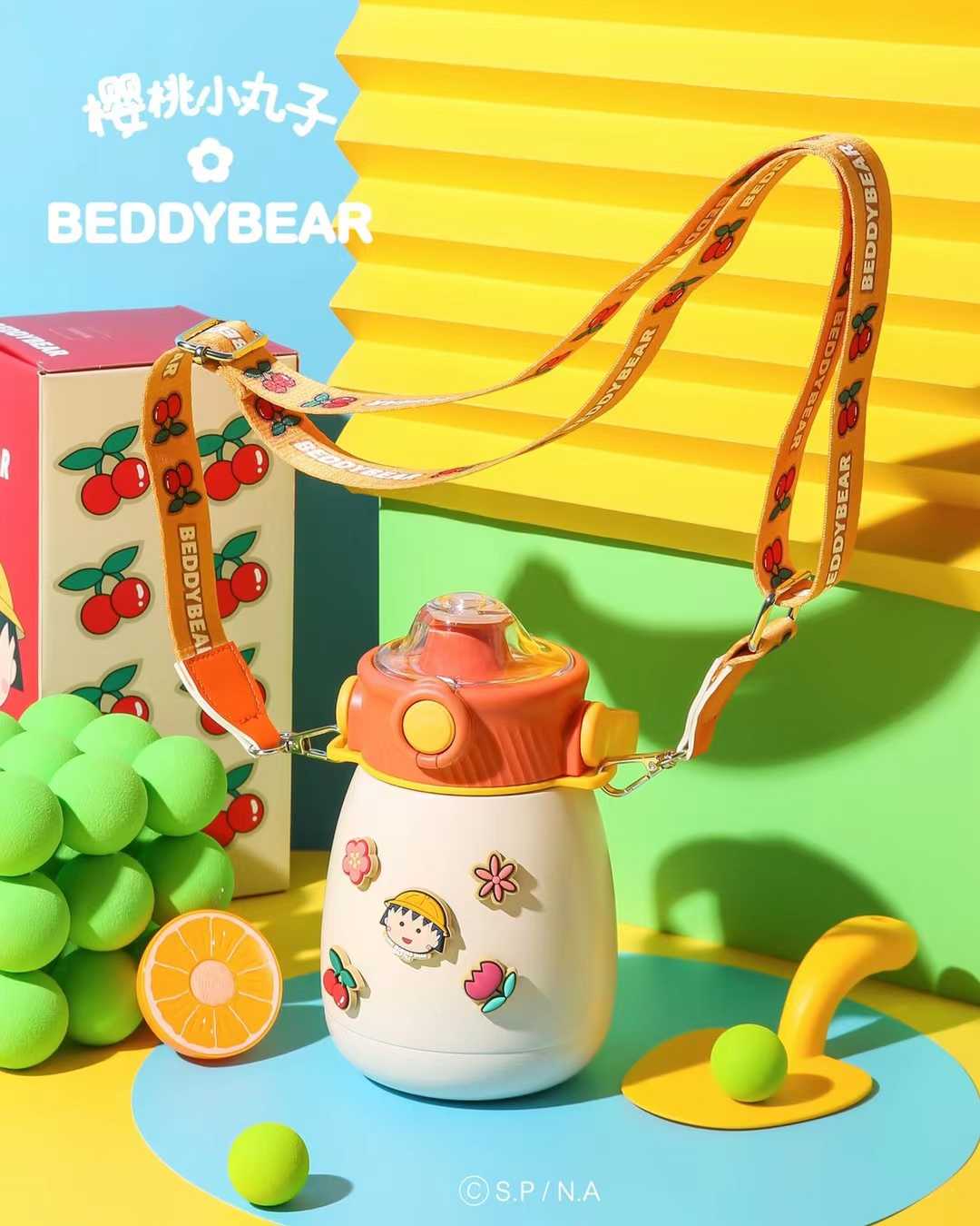 BeddyBearXMaruko กระติกน้ำสูญญากาศสแตนเลส ฝายกดื่ม เก็บร้อน/เย็น พร้อมสายสะพาย BB010SMRK-001 850 ml.
