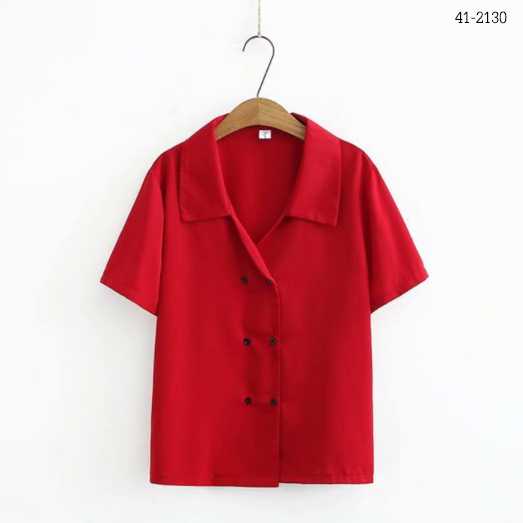 41-2130 เสื้อคอวีแขนสั้น กระดุมหน้า