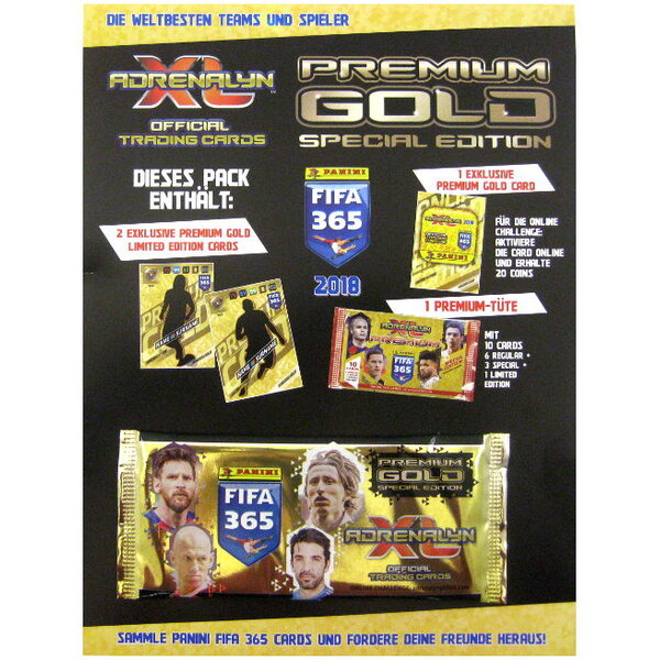 การ์ดสะสมฟุตบอล FIFA 365 2018 Adrenalyn XL Premium Gold 1 ซอง