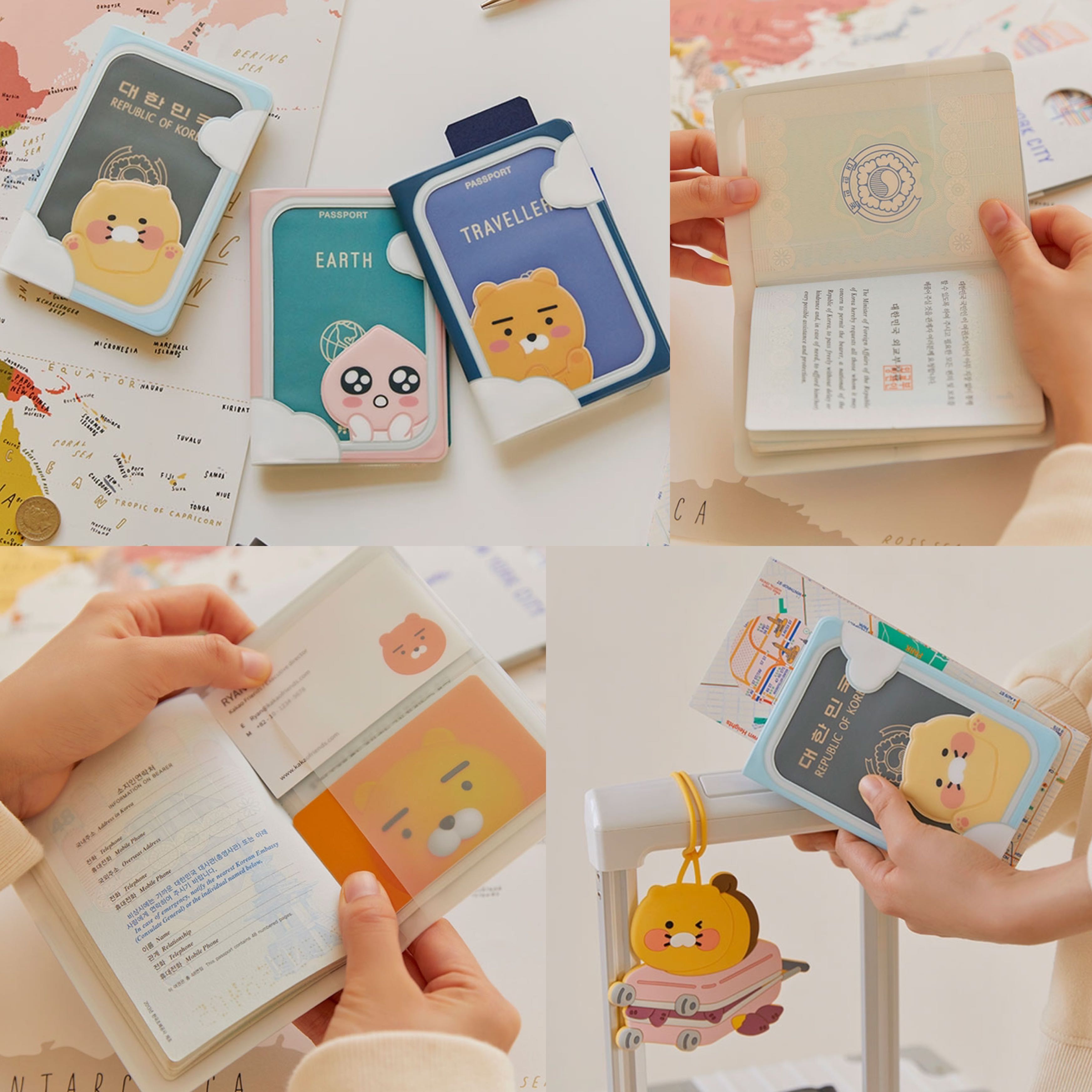 (พร้อมส่ง) kakao friends passport case - ryan apeach choonsik