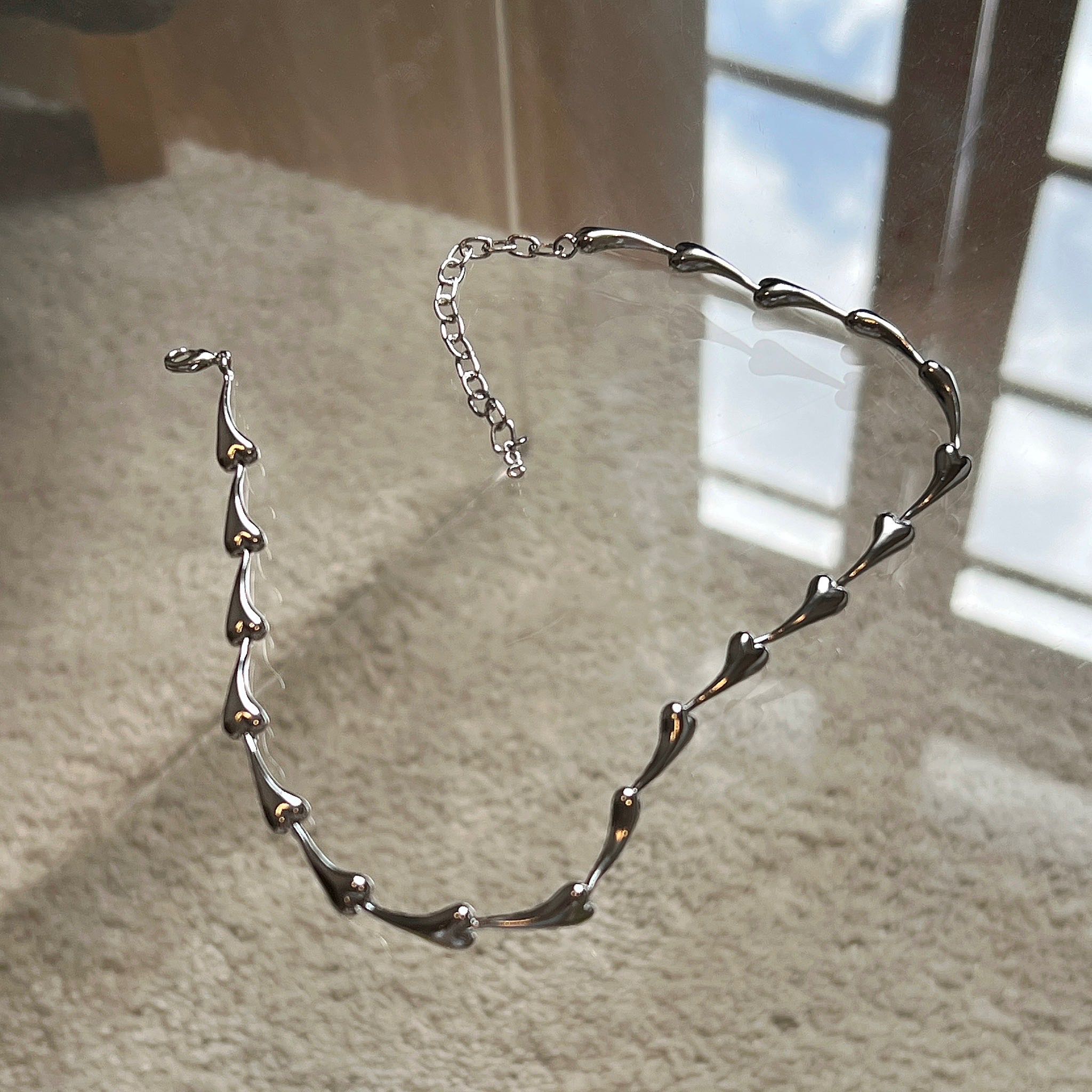 grumpy, fond choker_rhodium plated