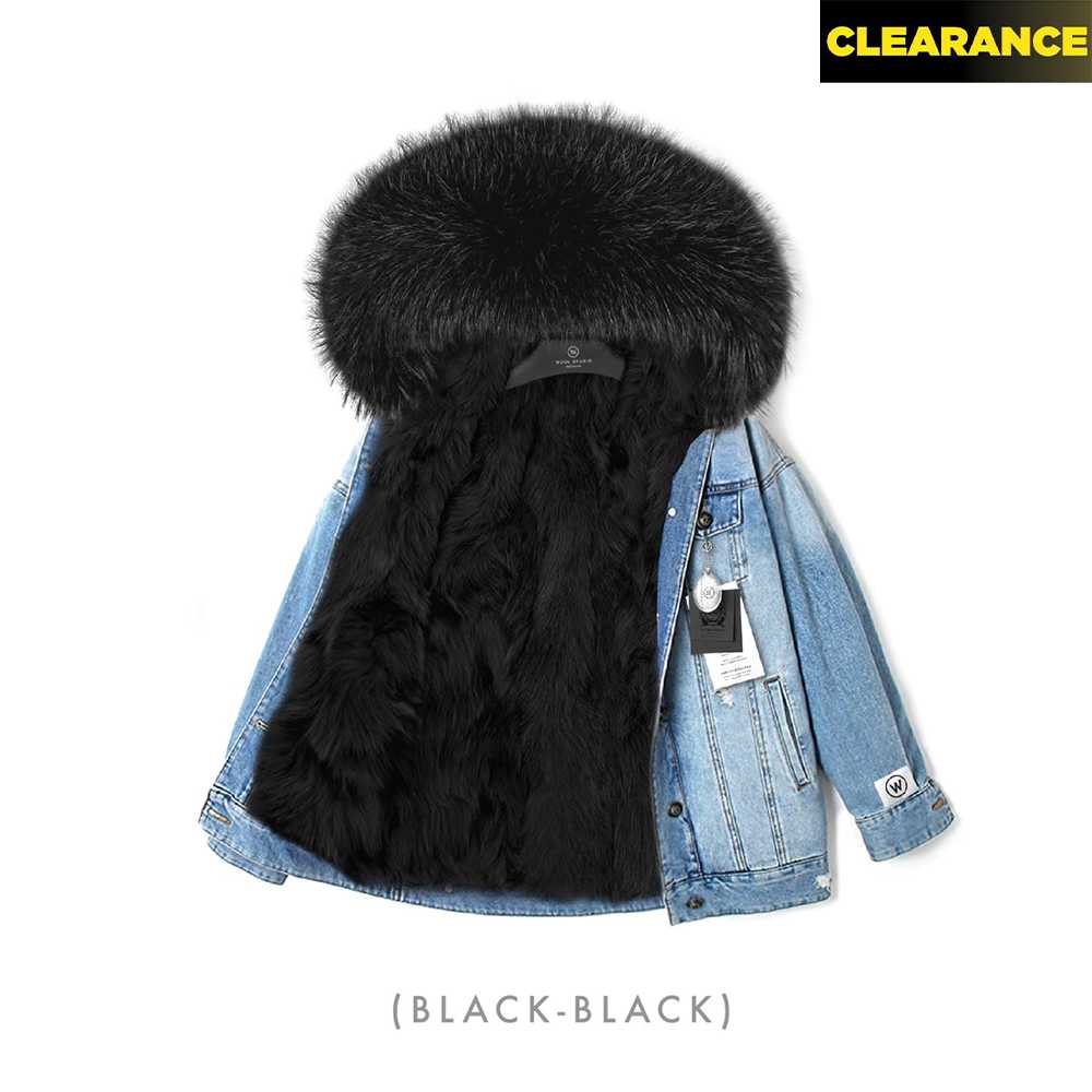 🔴⚡️[SALE]•Cooper Jacket (CQ03) Size XL (Black fur/Light Denim outer)