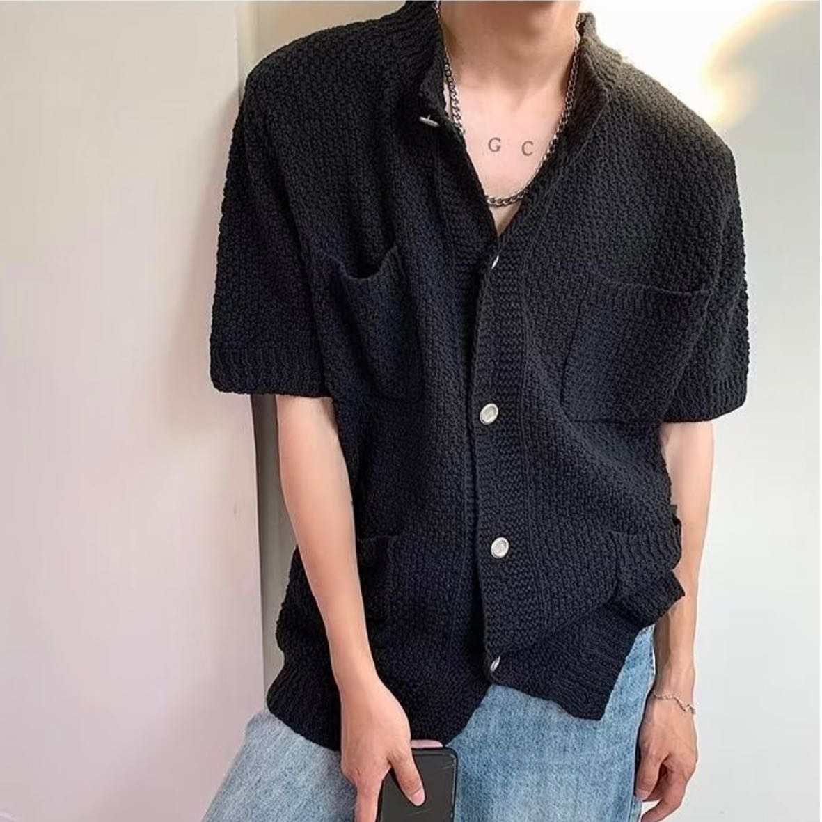 เสื้อไหมพรมแขนสั้น