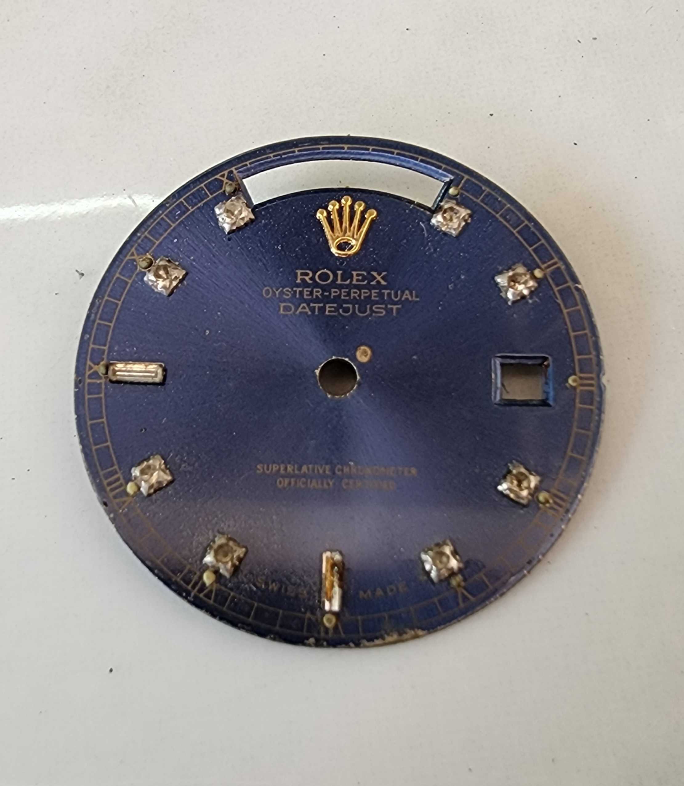หน้าปัด ROLEX DATEJUST รุ่นเก่าเดิมๆ บอกวัน หมุดเพชร หน้าน้ำเงินสวย เดิมๆ หายาก น่าสะสม
