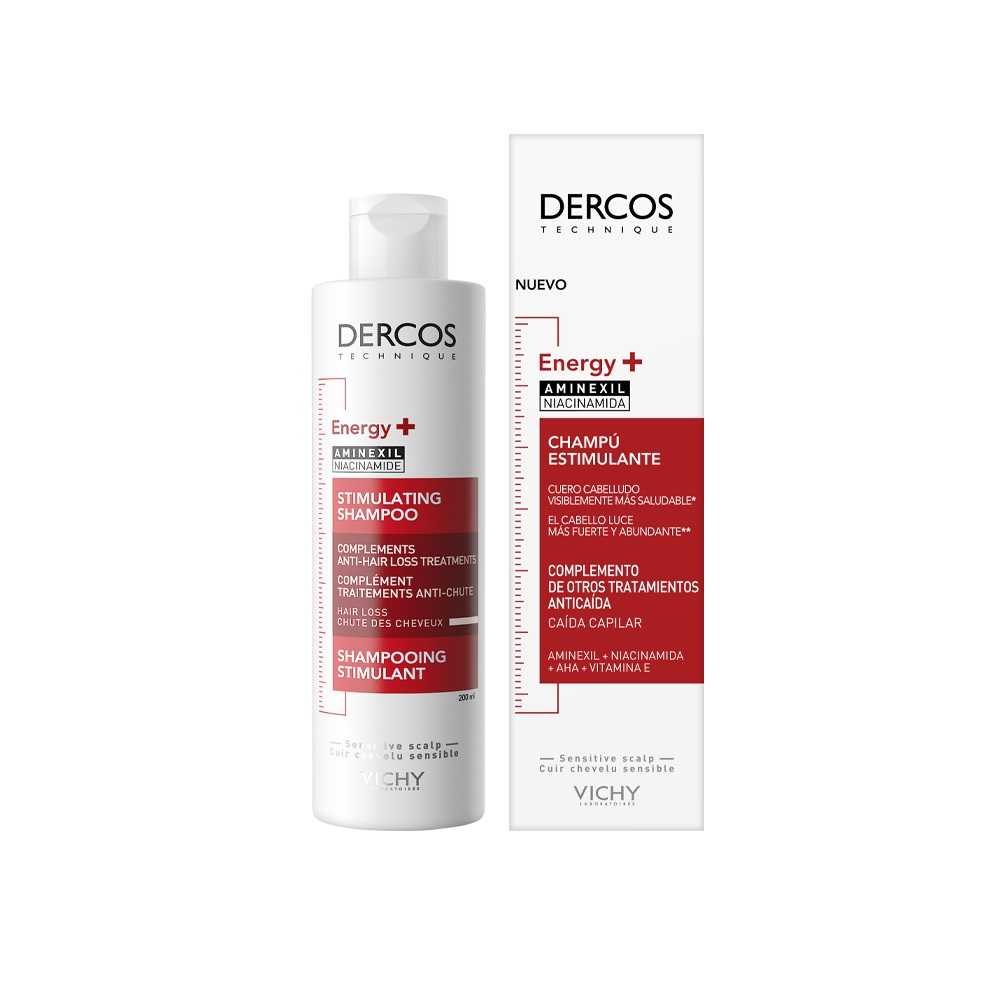 Vichy DERCOS Energy+ Aminexil Shampoo 200ml  (แชมพูสำหรับผู้ที่มีปัญหาผมขาดหลุดร่วง)