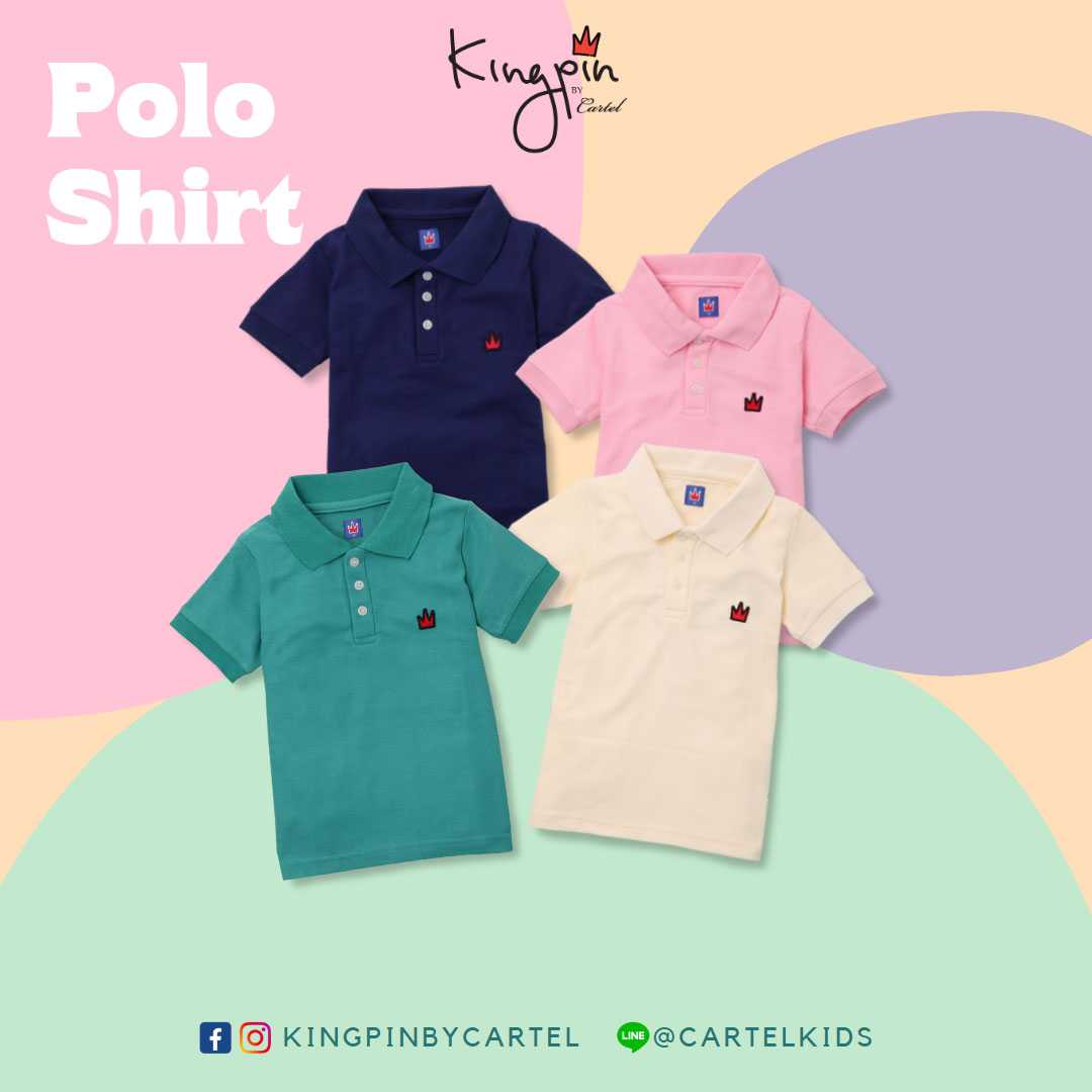KINGPIN polo shirt เสื้อโปโลเชิ้ตสี Navy, Green, Vanilla, Pink
