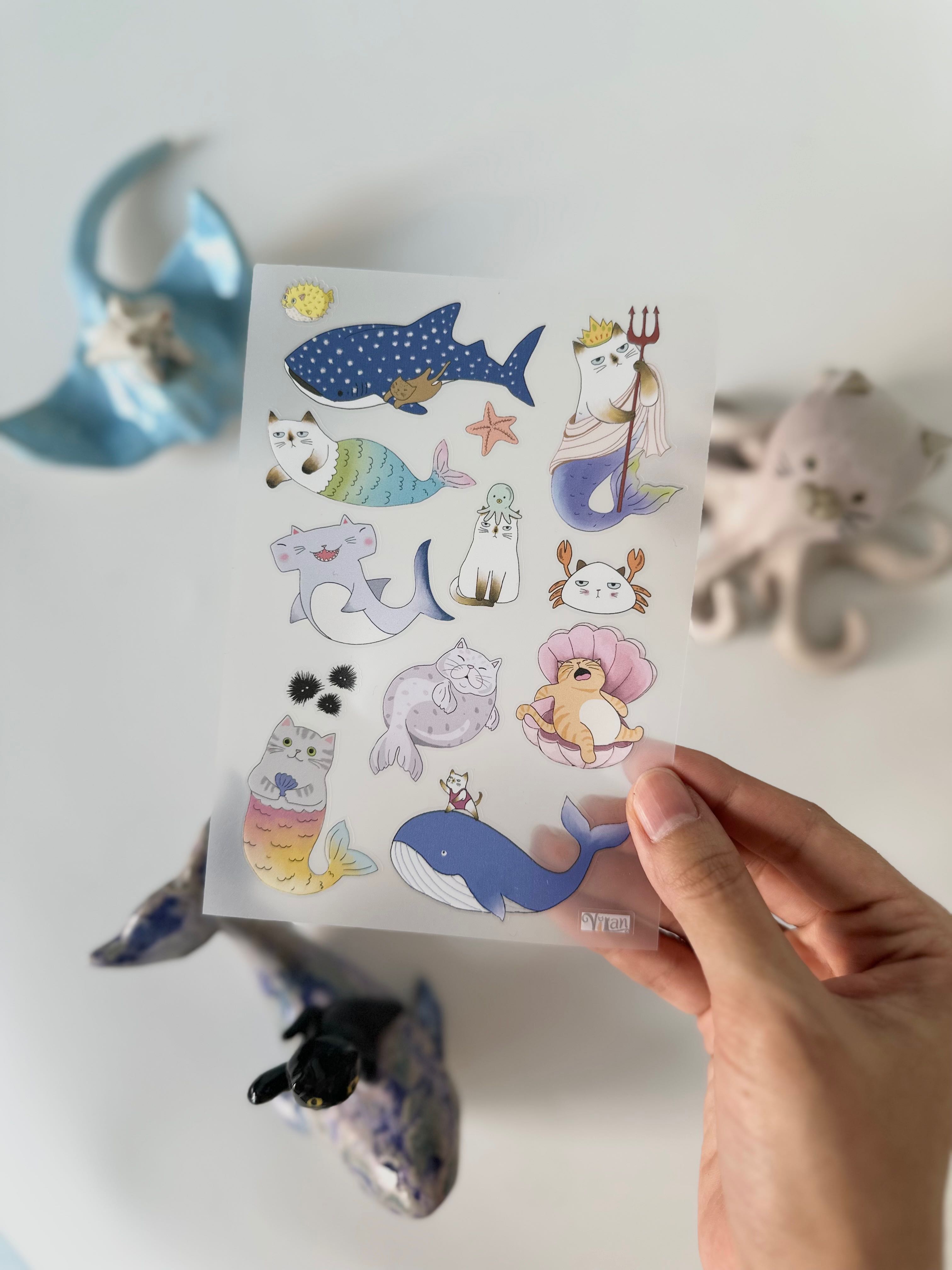 Mermaid cats sticker สติกเกอร์แมวเมอร์เมด 🧜🏻‍♀️