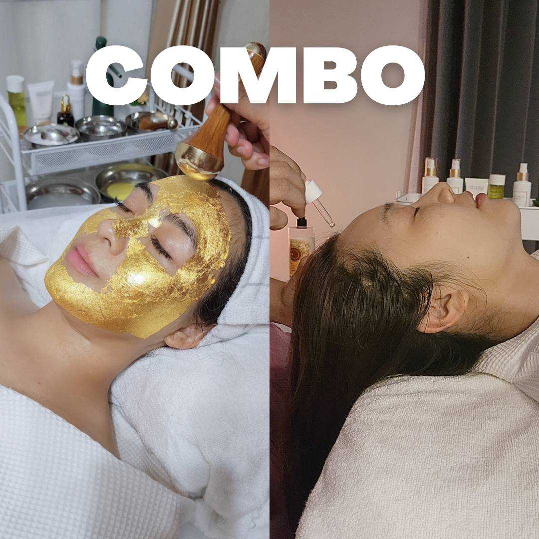 Kansa Combo | นวดหน้าไม้กานสะ & มาส์กทองคำ ต่อนวดศีรษะน้ำมันอุ่น