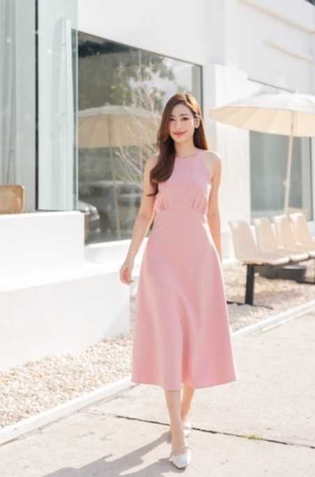 Lola DRESS สีชมพู Size S Brown BKK