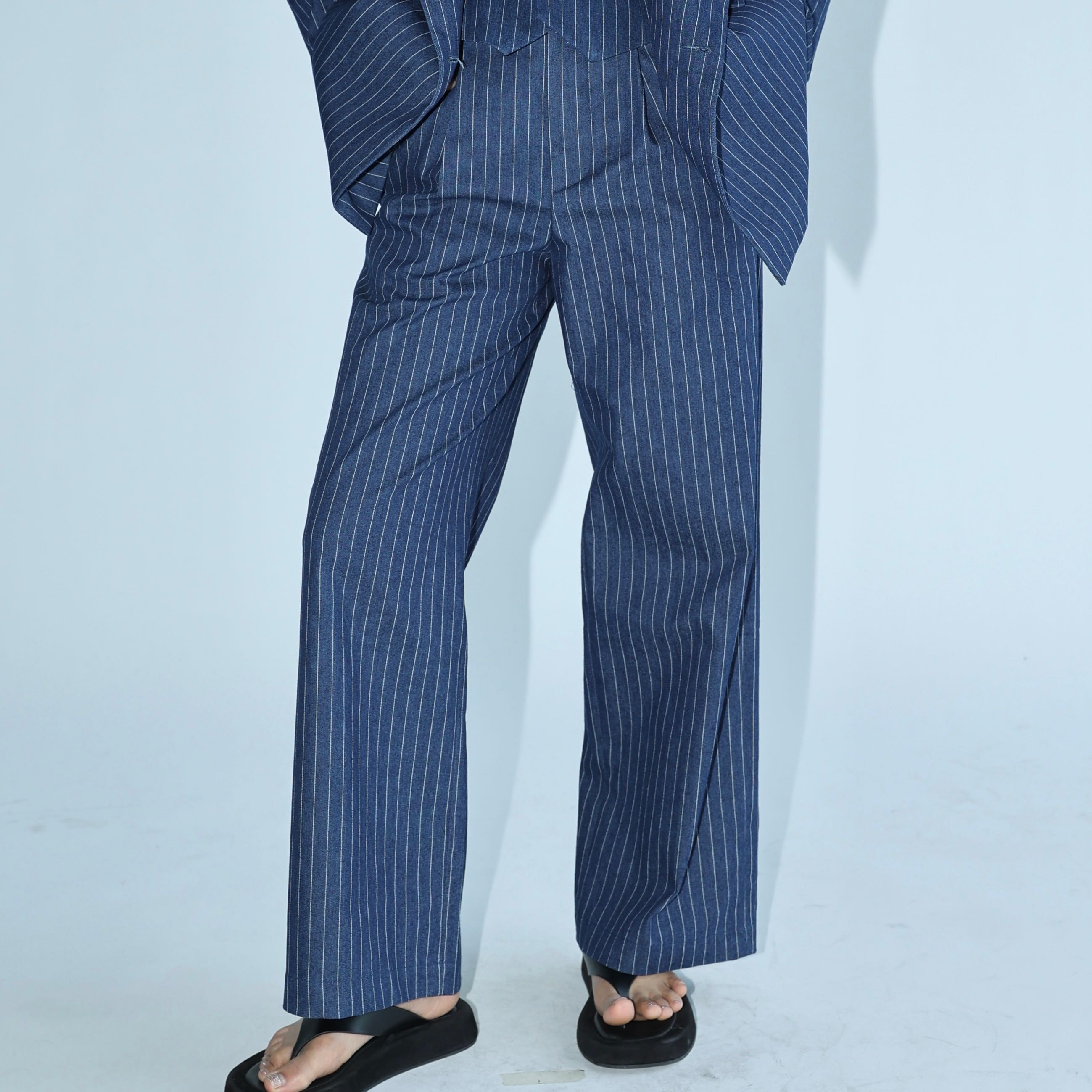 Essential Trousers in Navy Denim Stripe