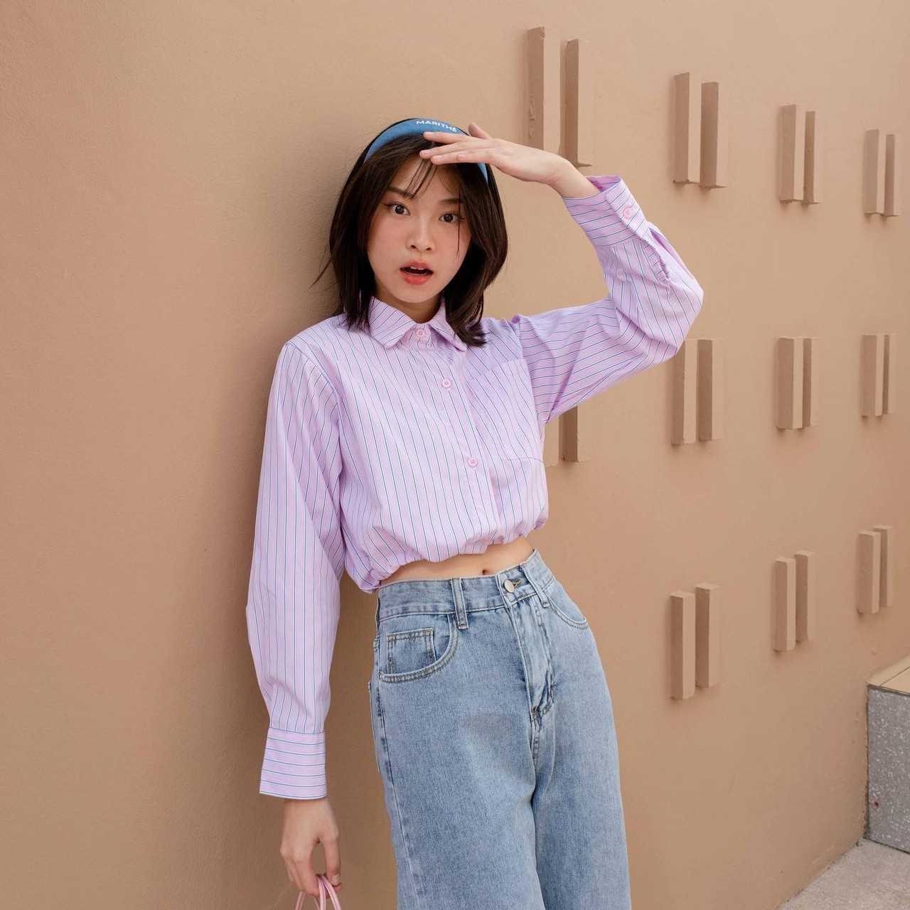 (PREORDER 2 WEEKS) Kimmame - เสื้อ รุ่น Nina Crop Shirt 2 สี