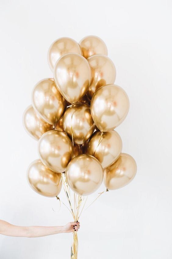 15 Pcs Gold Color Balloon Set with sticker