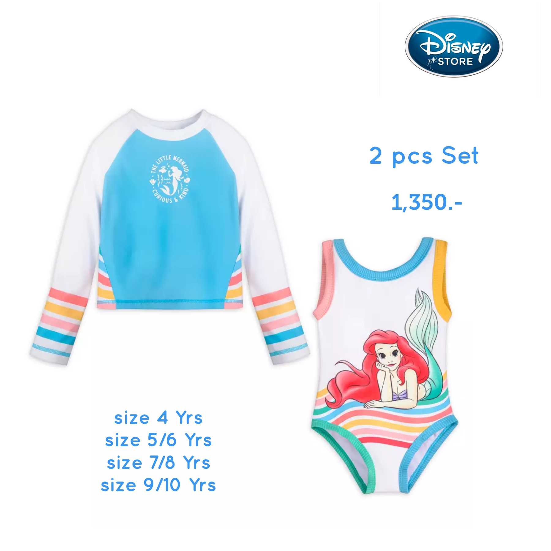 Disney Store The Little Mermaid Swimsuit and Rash Guard Set