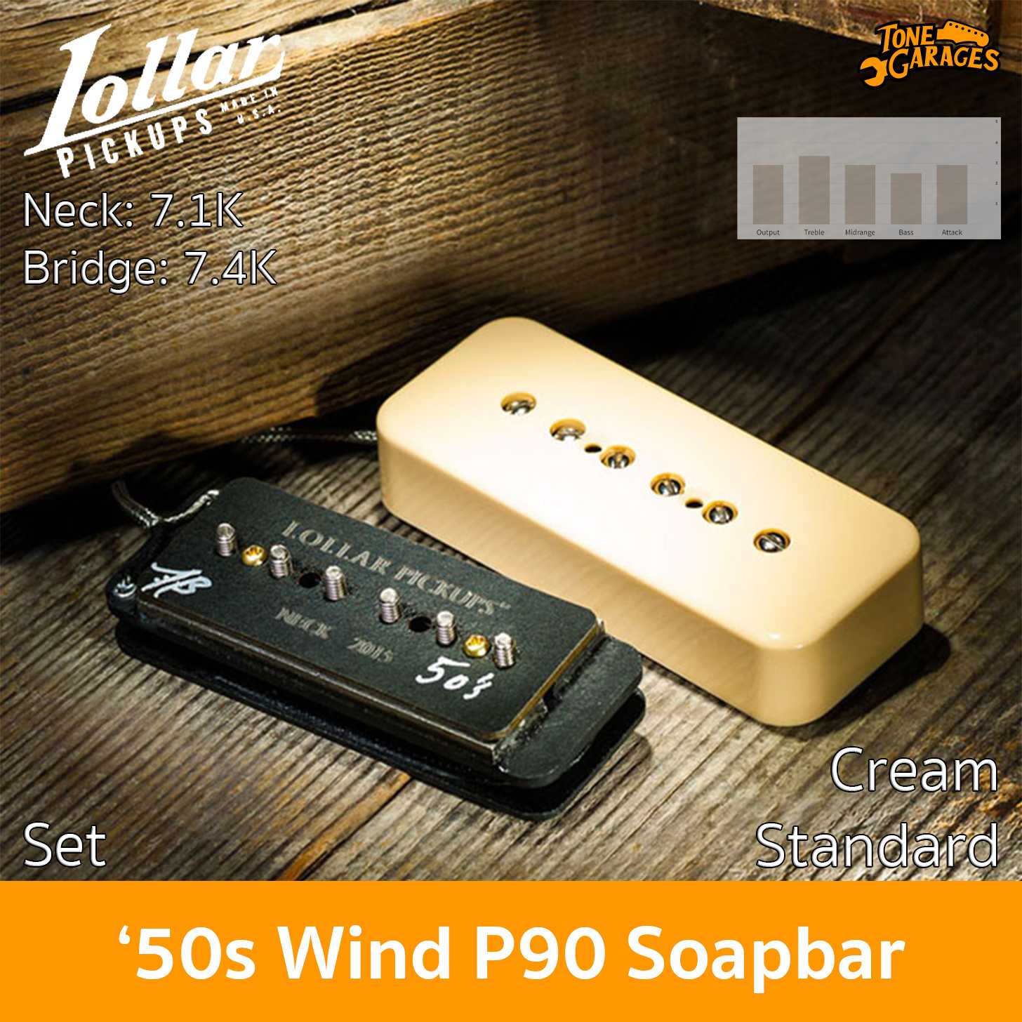 Lollar Pickups 50s wind P90 Soapbar Set Neck+Bidge ปิ๊กอัพกีต้าร์ไฟฟ้า ชุด Made in USA