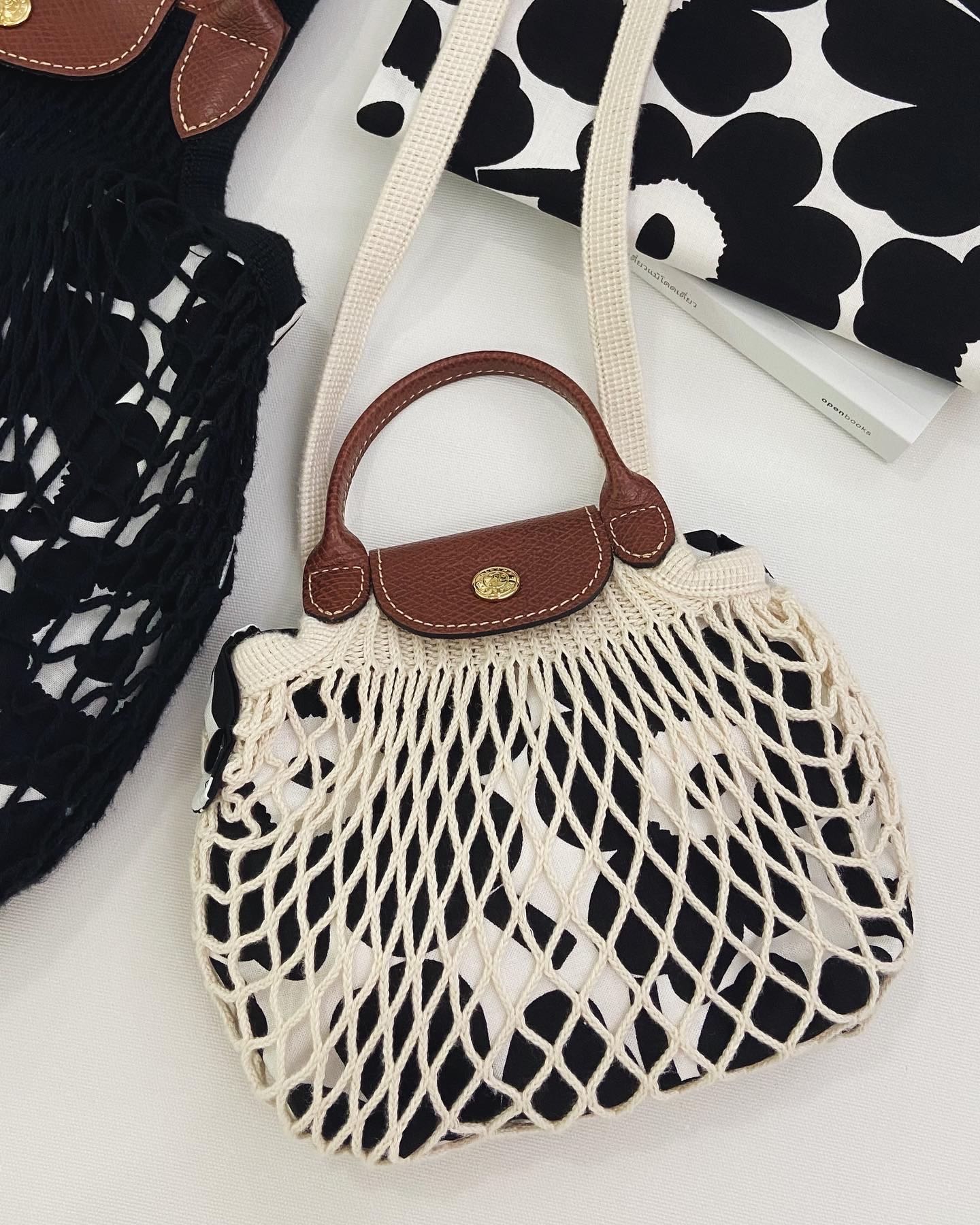 Bag in Bag กระเป๋าไส้ในไซส์ XS  ผ้าMarimekkoแท้🧺สีขาวดำ📌พร้อมส่ง