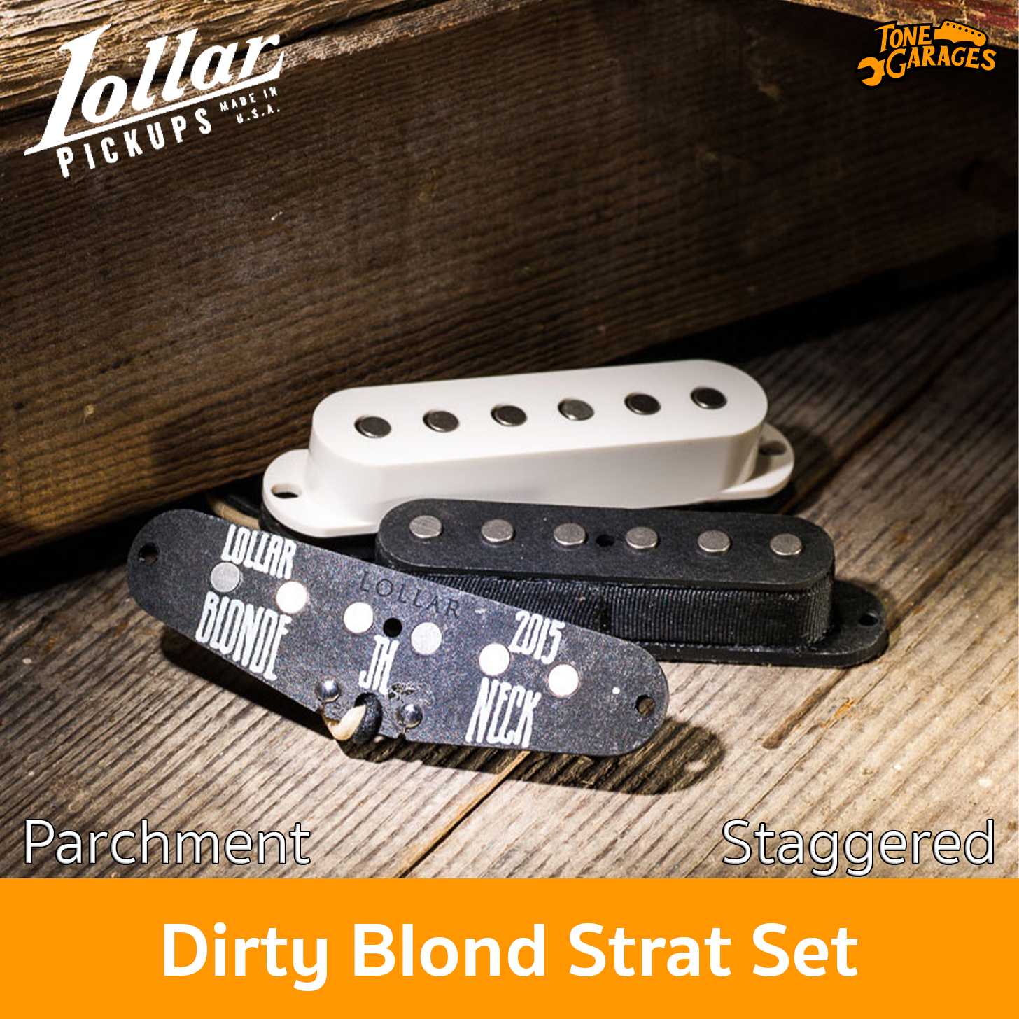 Lollar Pickups Dirty Blonde Strat Set Parchment Cover Staggered Pole Single Coil ปิ๊กอัพกีต้าร์ไฟ้า