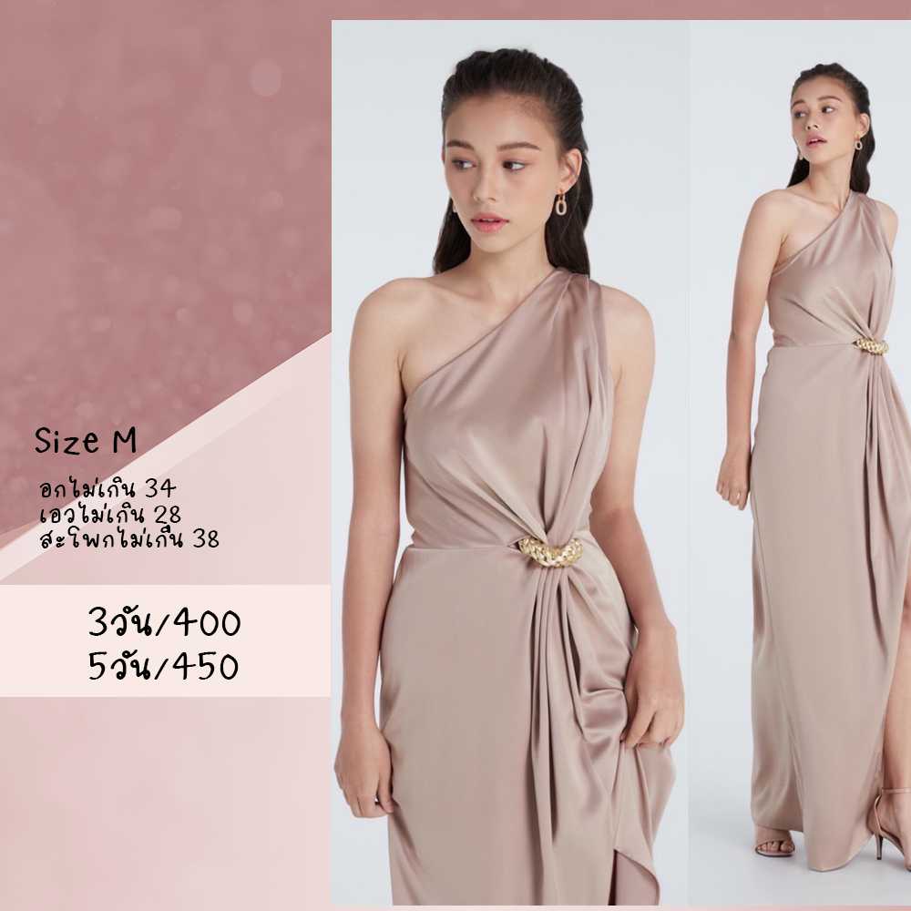 Long side dress สีเบจ Size M pjbridemaid