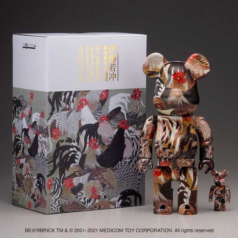 Be@rbrick Ito Jakuchu Chickens, Colorful Realm of Living Beings 100%+400%