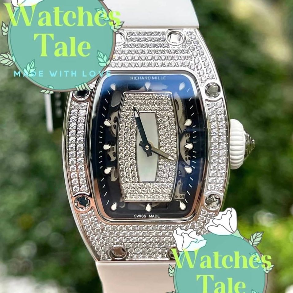 Richard Mille RM07 Ladies Full Diamond  White Rubber Swiss Movement